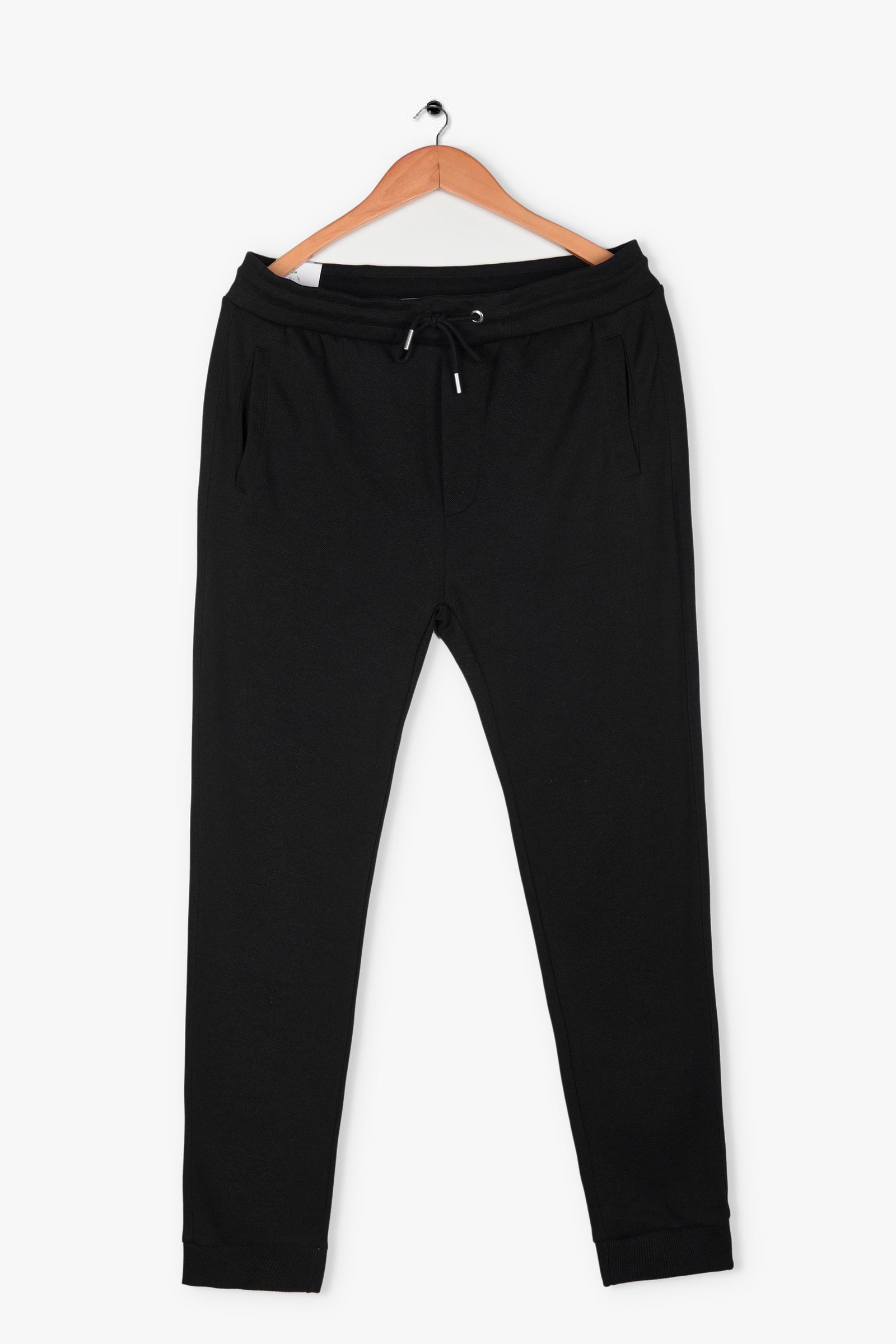 ZARA SLIM TEXTURED JOGGER PANTS (BLACK)