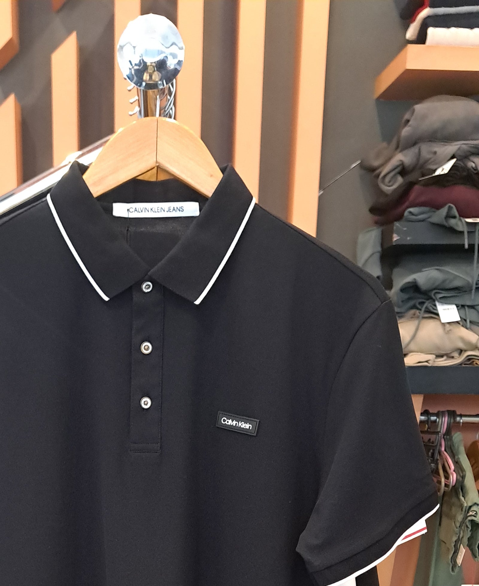 Contrast Rubber Logo Polo Shirt (Black)