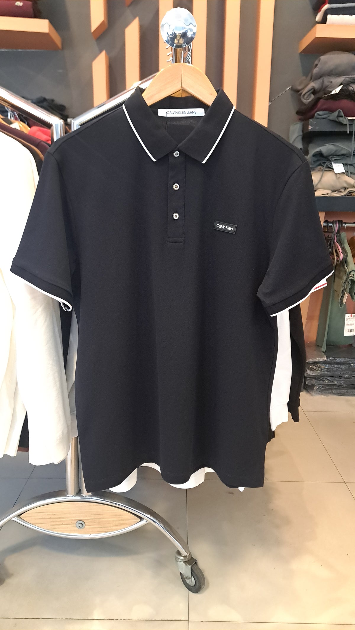 Contrast Rubber Logo Polo Shirt (Black)