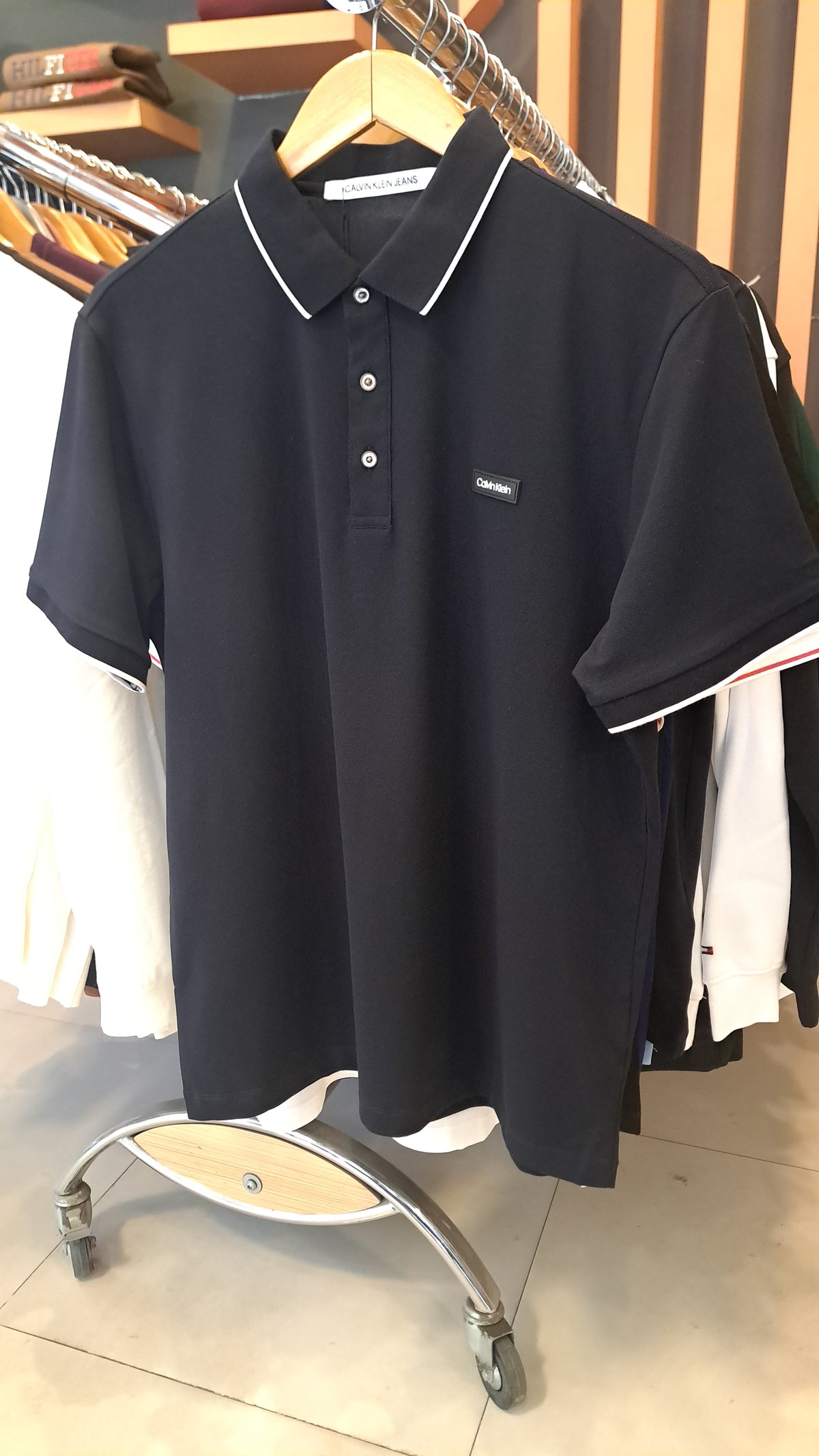 Contrast Rubber Logo Polo Shirt (Black)