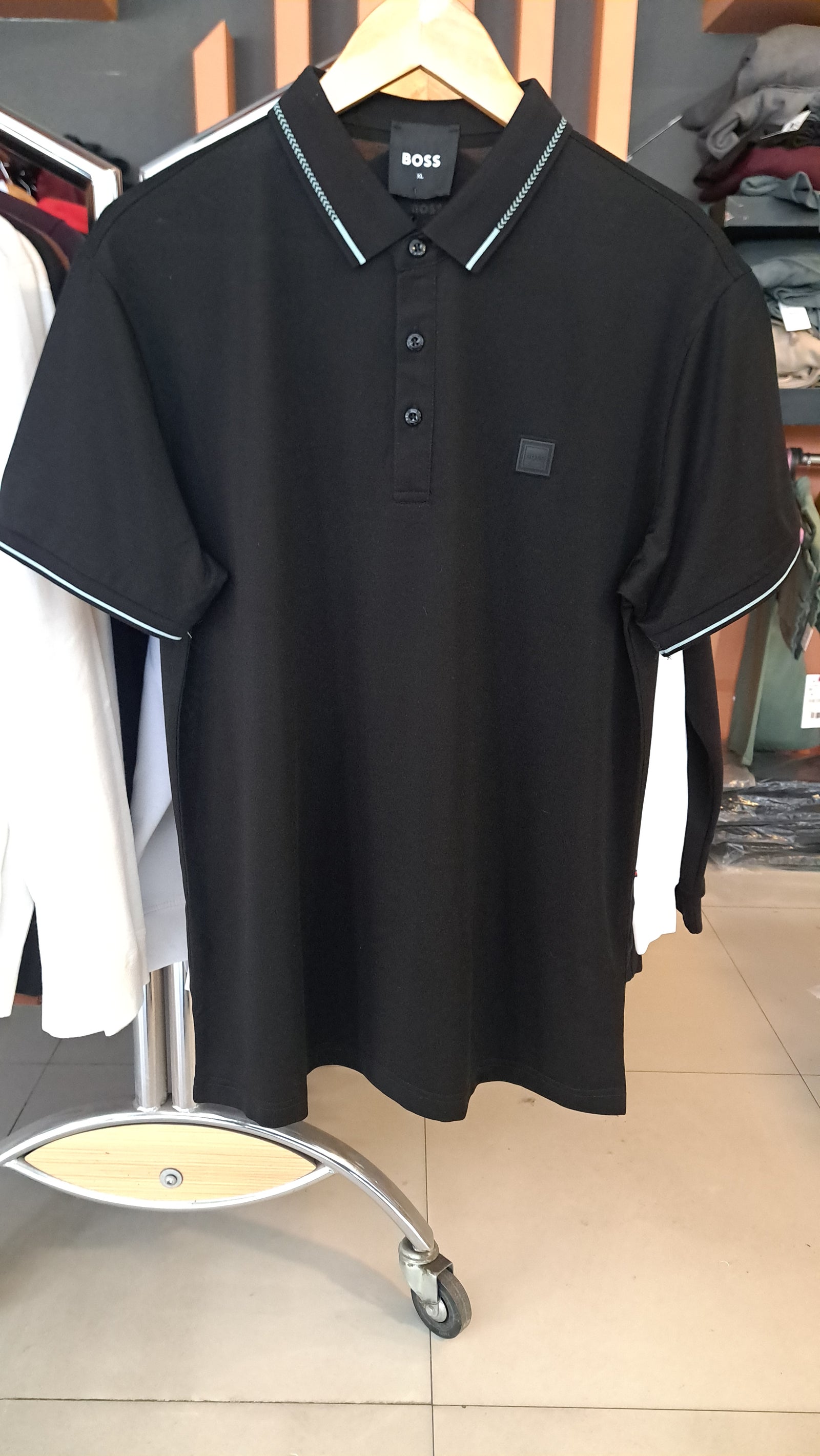RUBBER LOGO POLO SHIRT (Black)