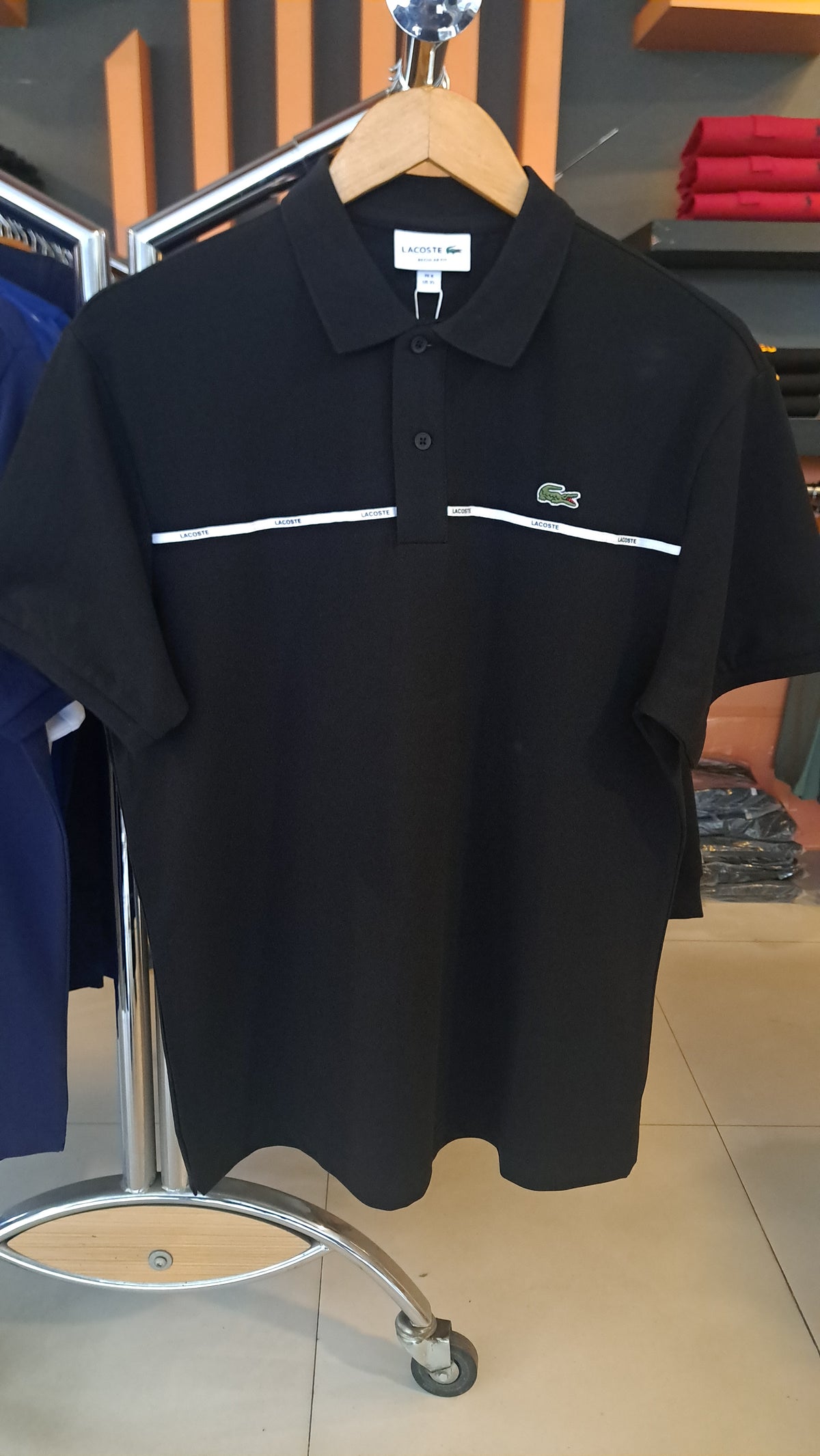 Branded Stripe Polo Shirt (Black)