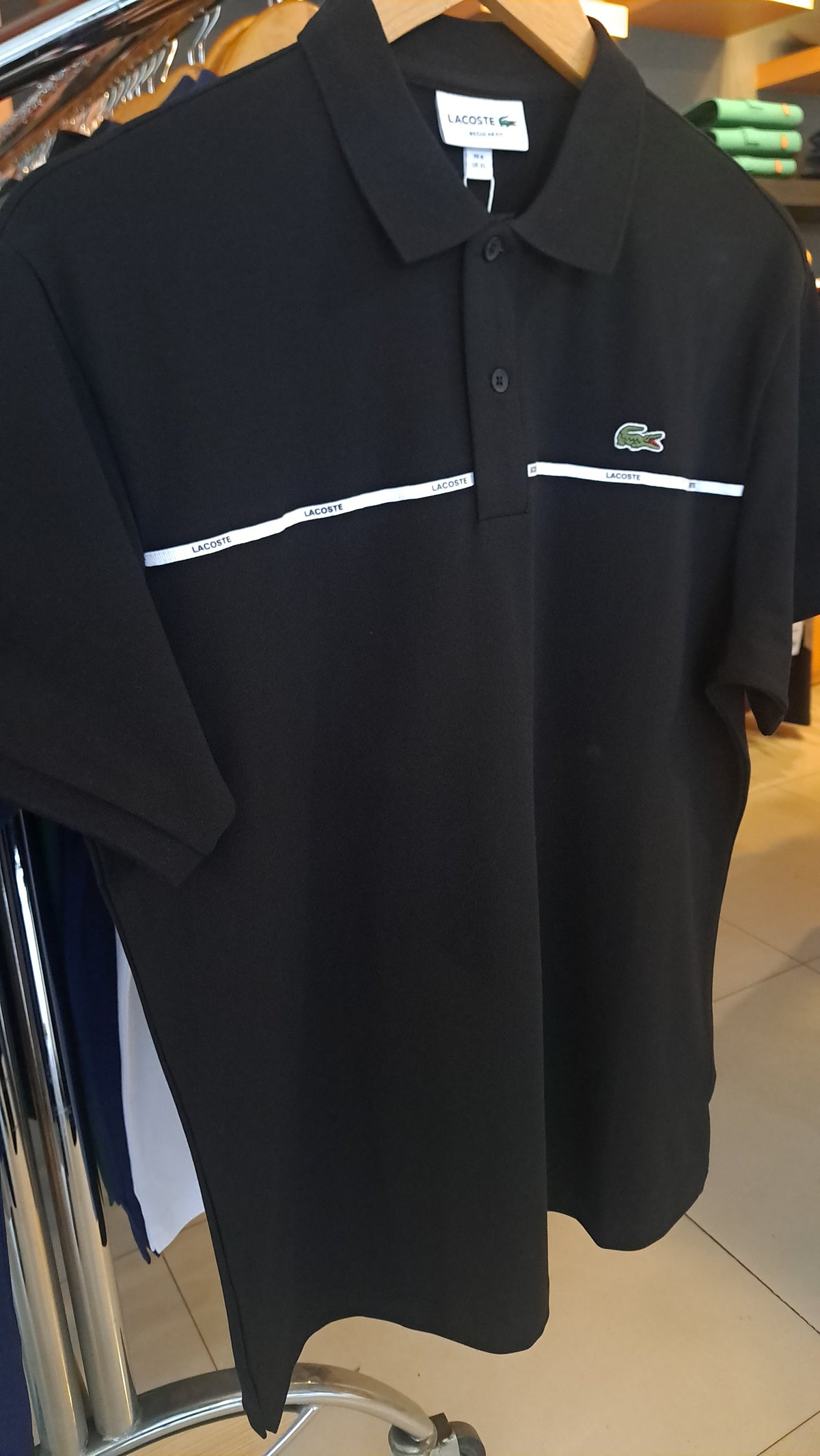 Branded Stripe Polo Shirt (Black)