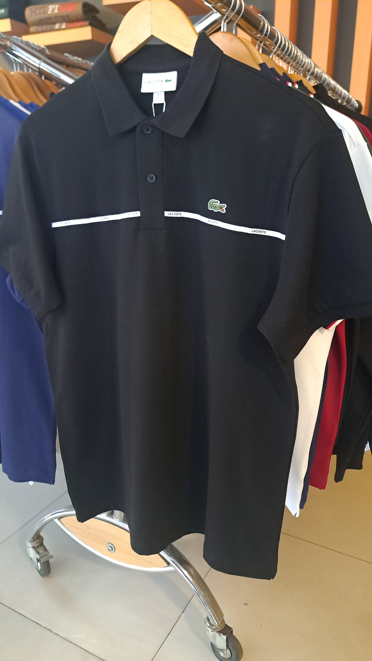 Branded Stripe Polo Shirt (Black)