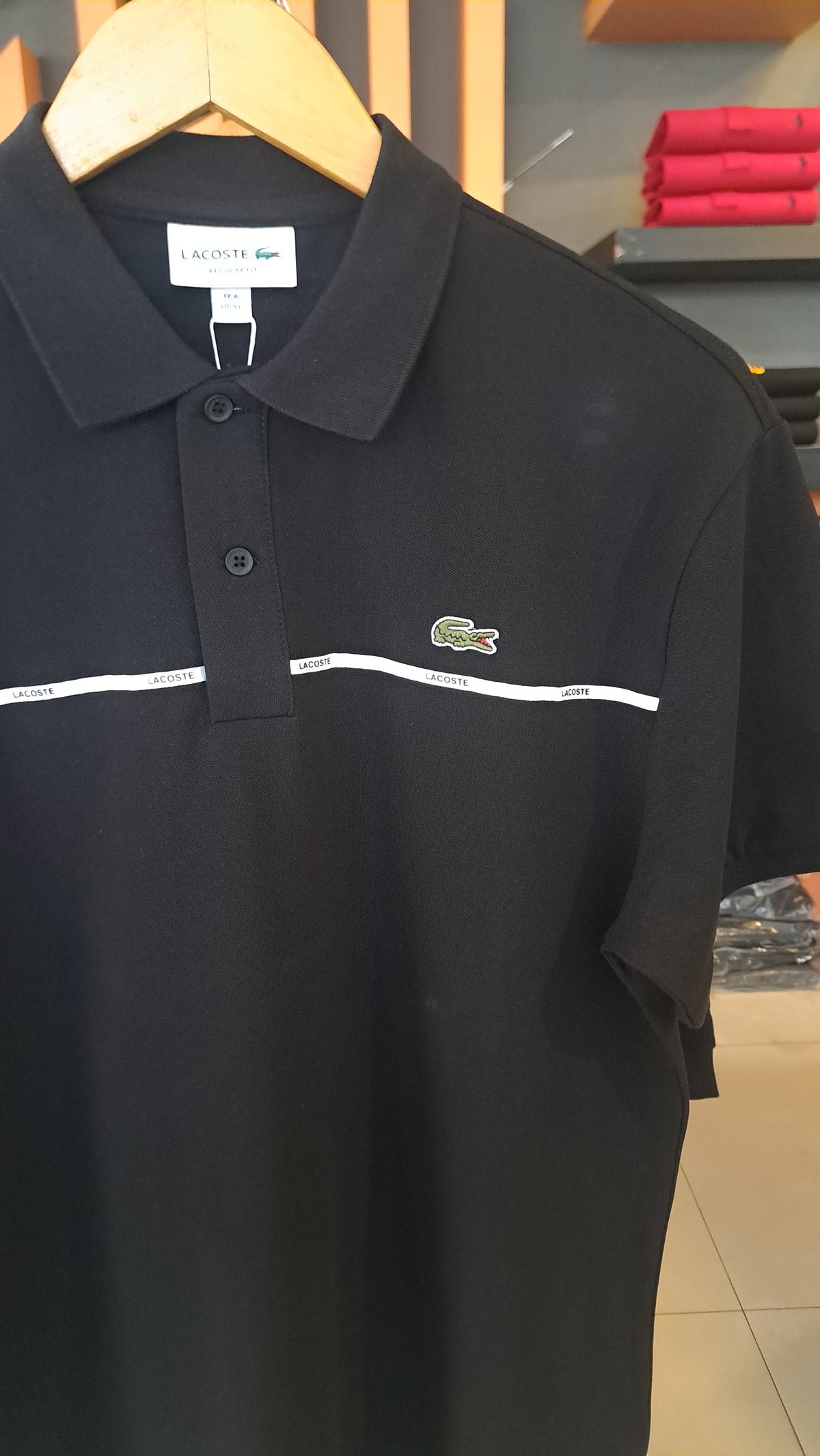 Branded Stripe Polo Shirt (Black)