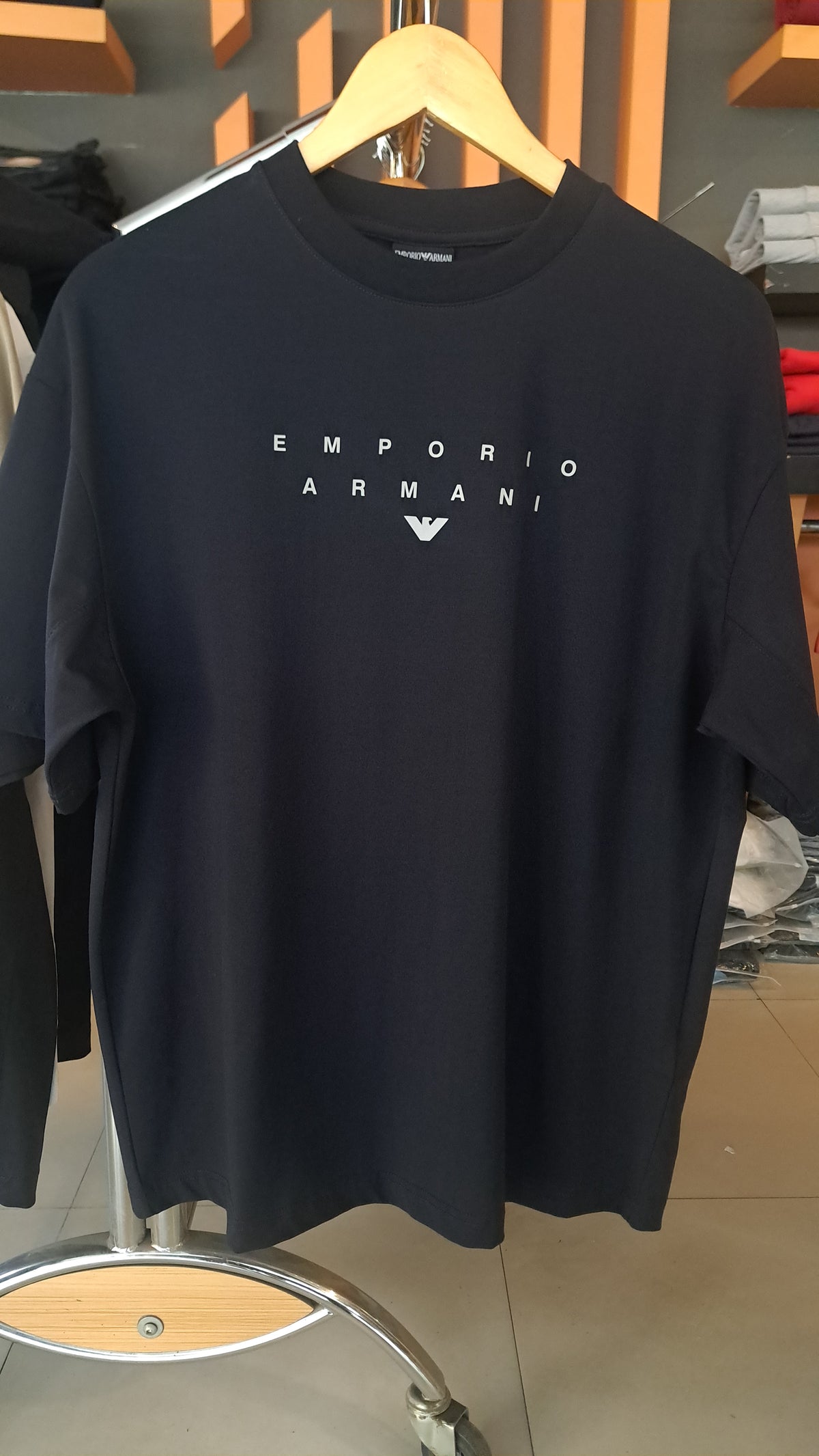 OverSized T-Shirt with Logo Print (Navy)