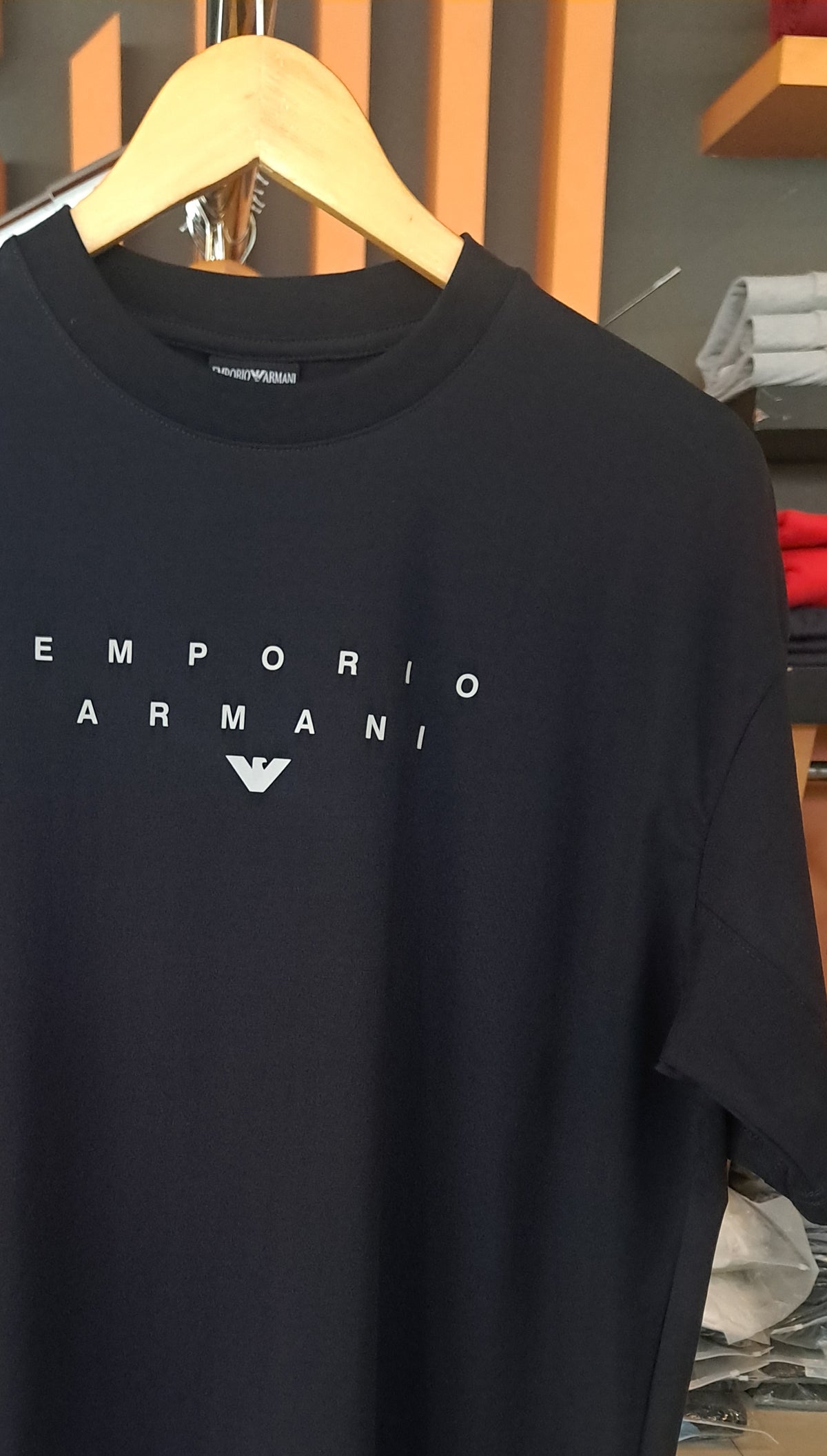 OverSized T-Shirt with Logo Print (Navy)