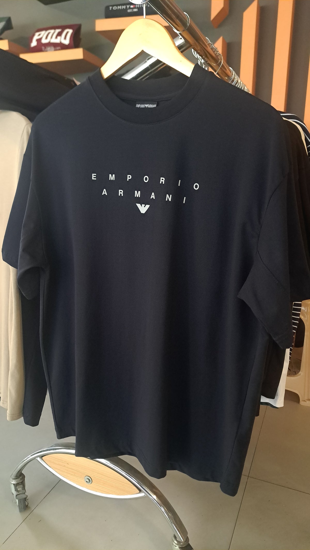 OverSized T-Shirt with Logo Print (Navy)