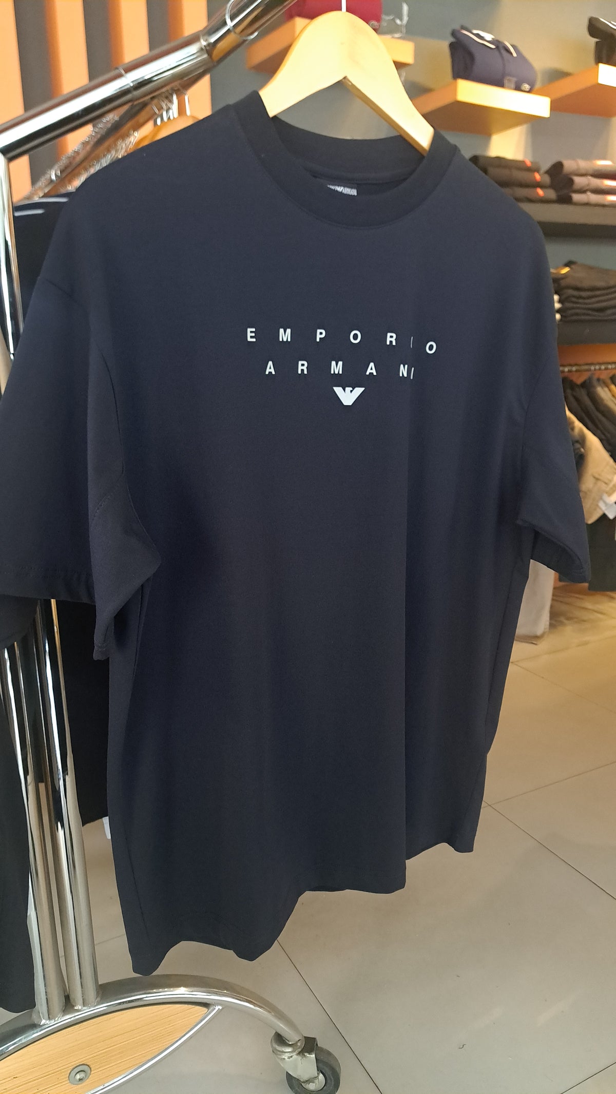 OverSized T-Shirt with Logo Print (Navy)