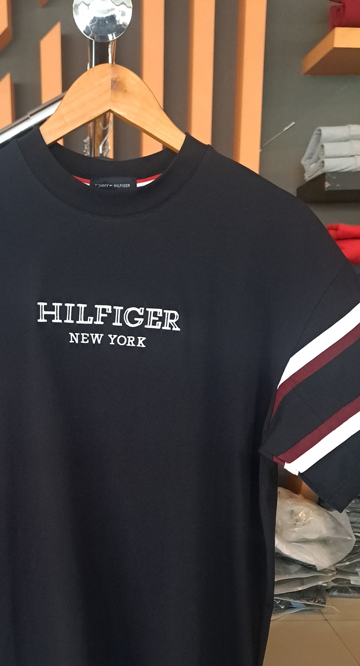 OverSized Contrasting Stripes T-Shirt (Navy)