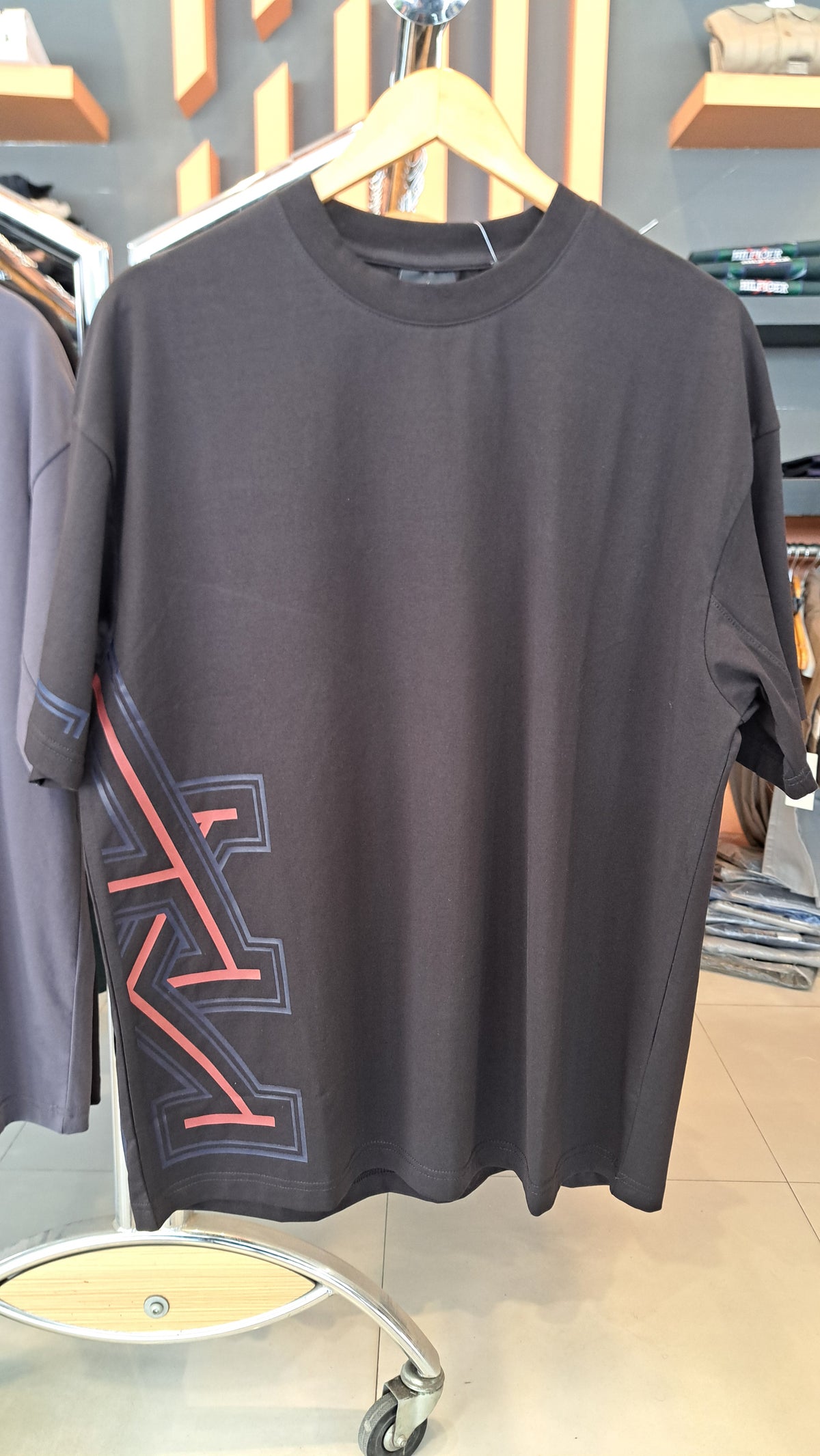 Over Sized Printed Logo T-Shirt (Black)