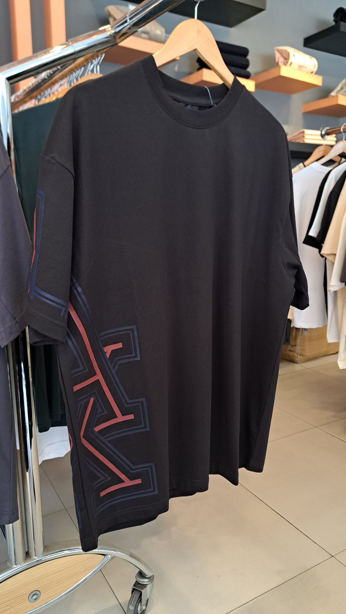 Over Sized Printed Logo T-Shirt (Black)