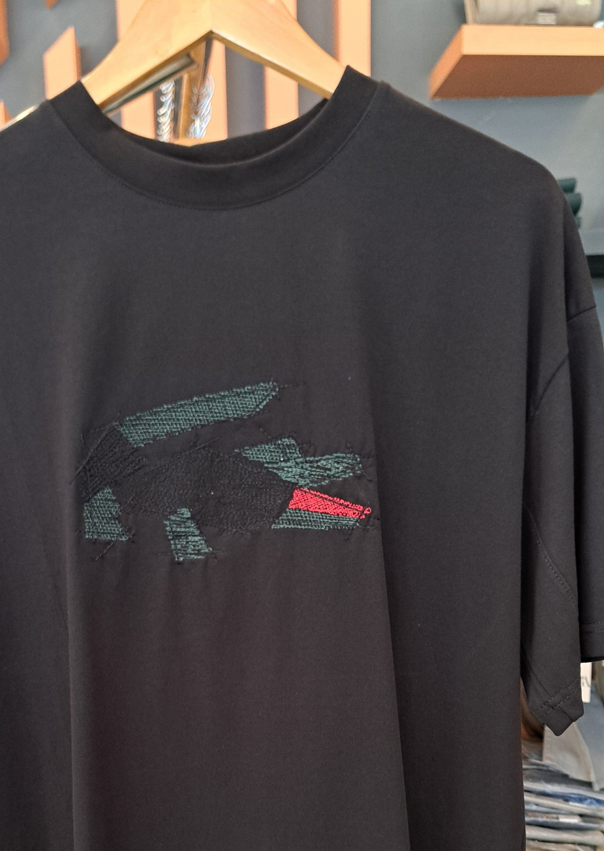 Over Sized Embroidered Logo T-Shirt (Black)