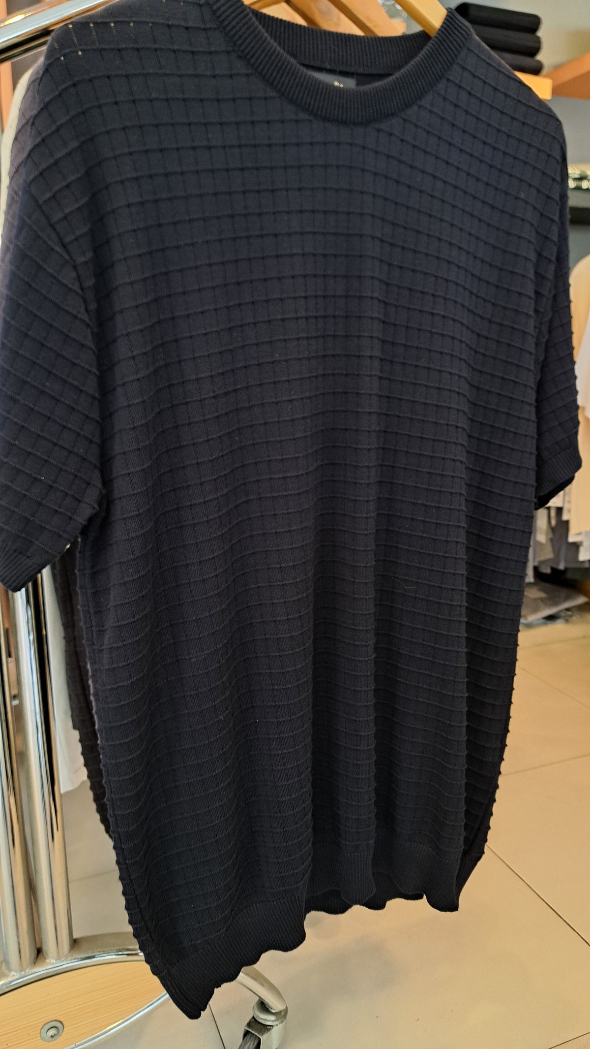 Crew neck Knitted T-Shirt (Navy)