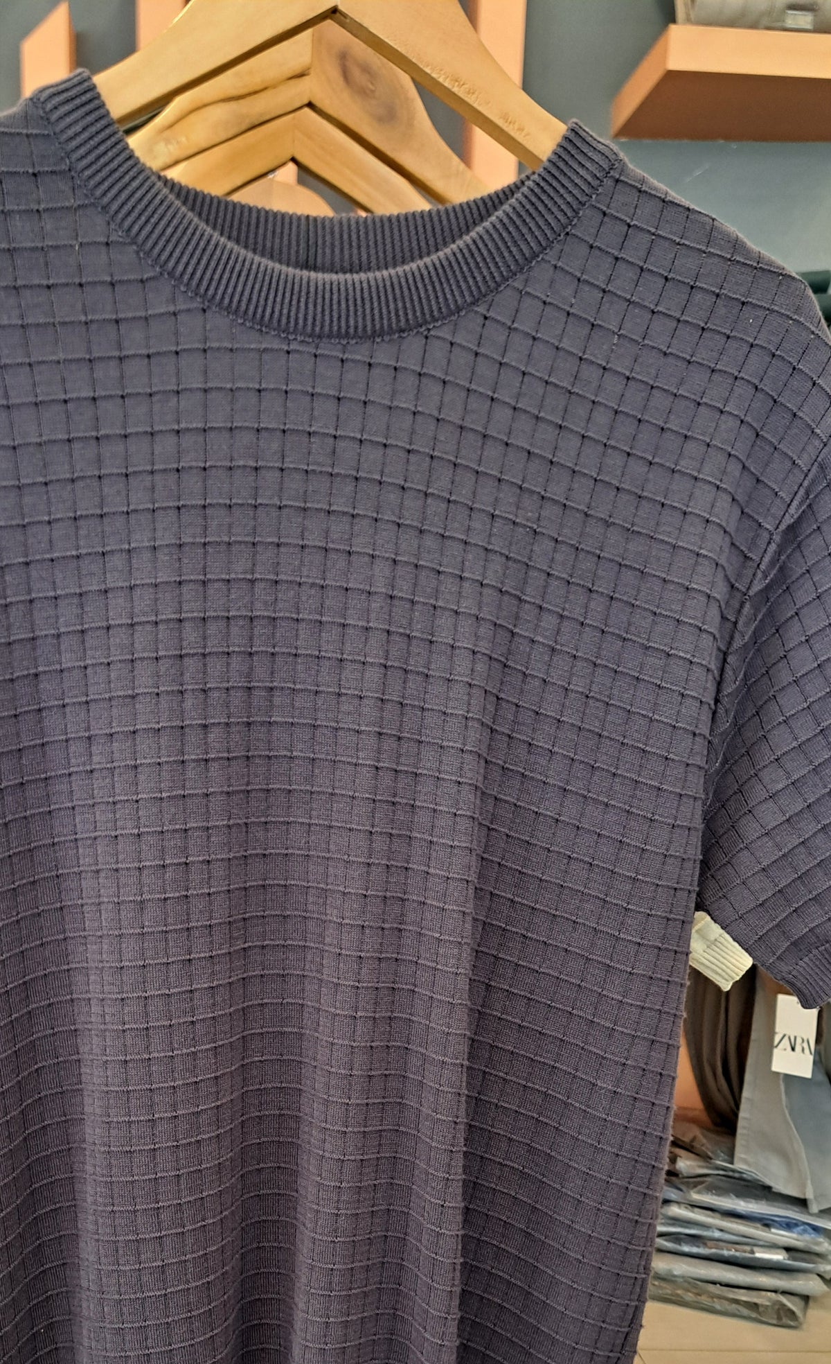 Crew neck Knitted T-Shirt (Dark Grey)