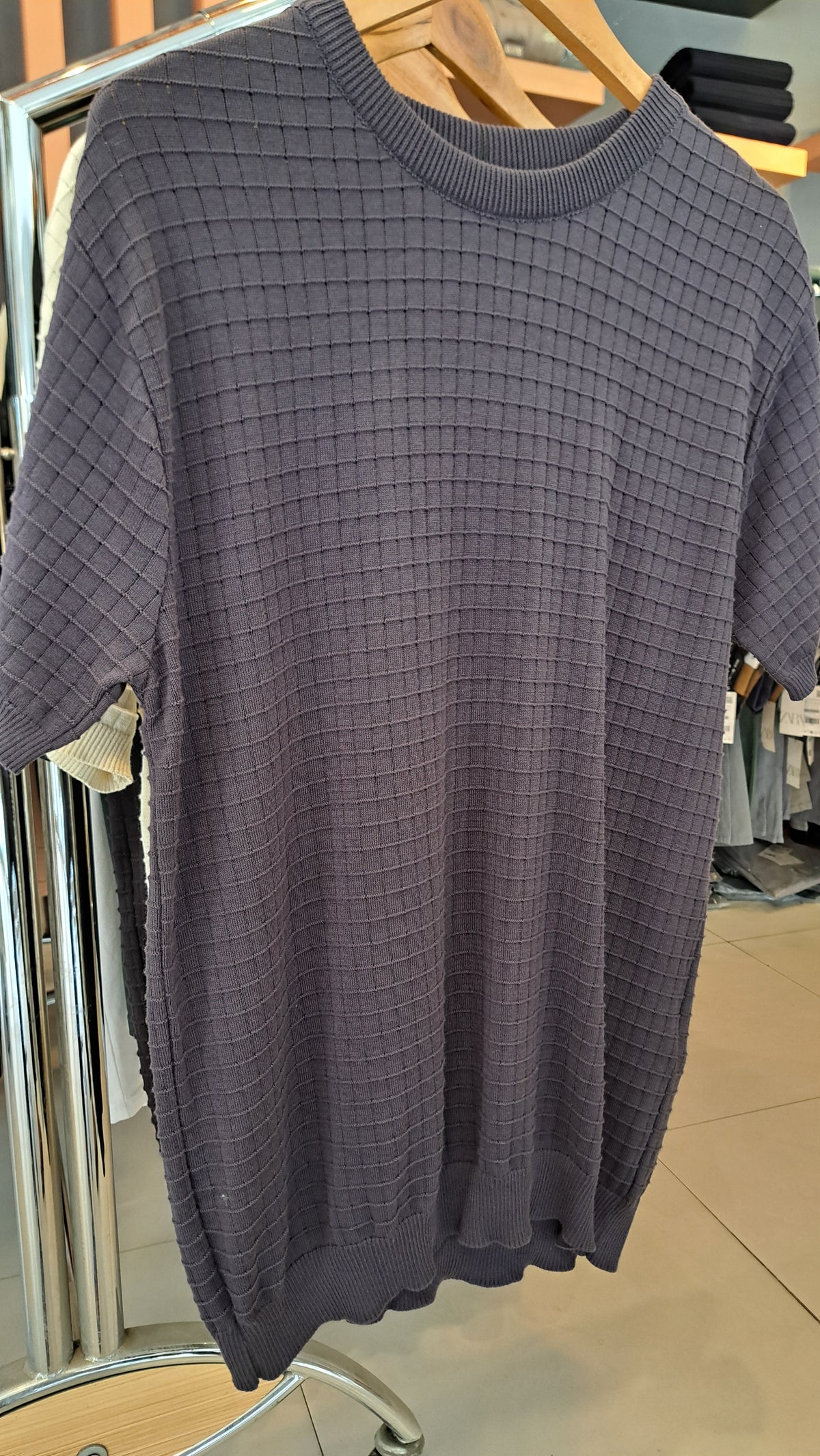 Crew neck Knitted T-Shirt (Dark Grey)