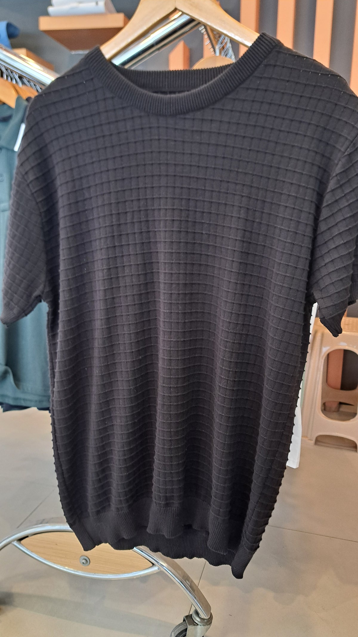 Crew neck Knitted T-Shirt (Black)