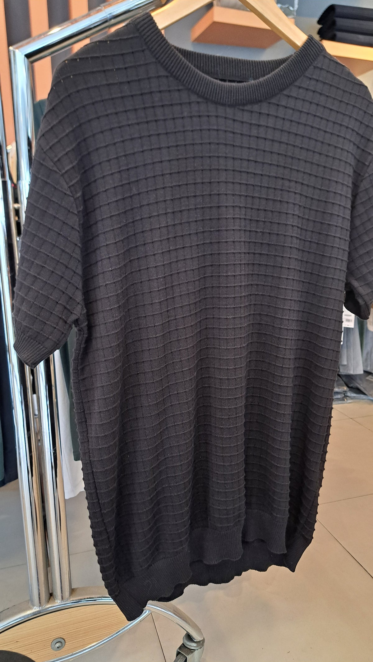 Crew neck Knitted T-Shirt (Black)