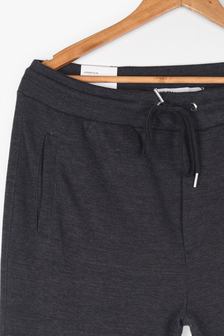 ZARA SLIM TEXTURED JOGGER PANTS (CHARCOAL)