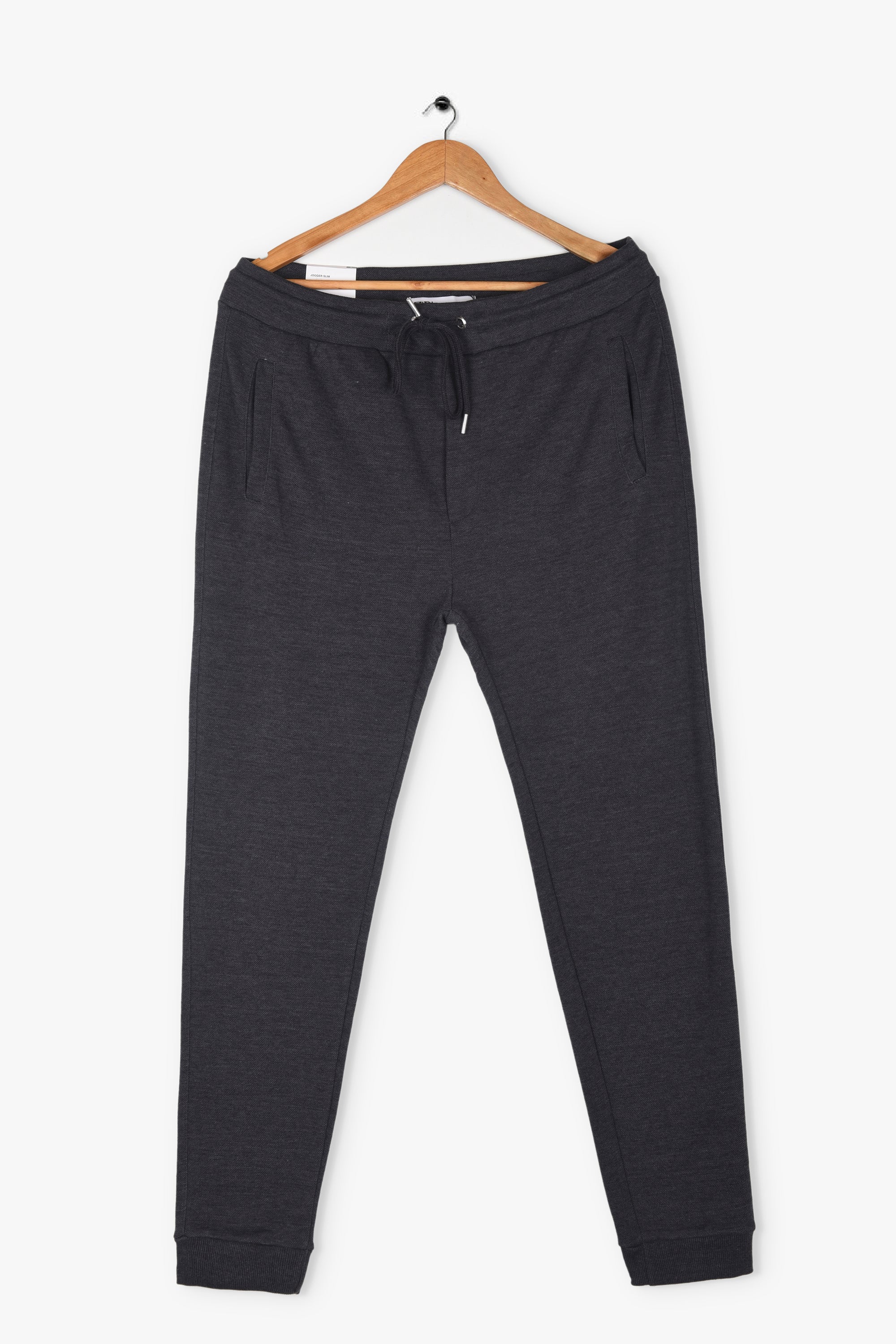 ZARA SLIM TEXTURED JOGGER PANTS (CHARCOAL)