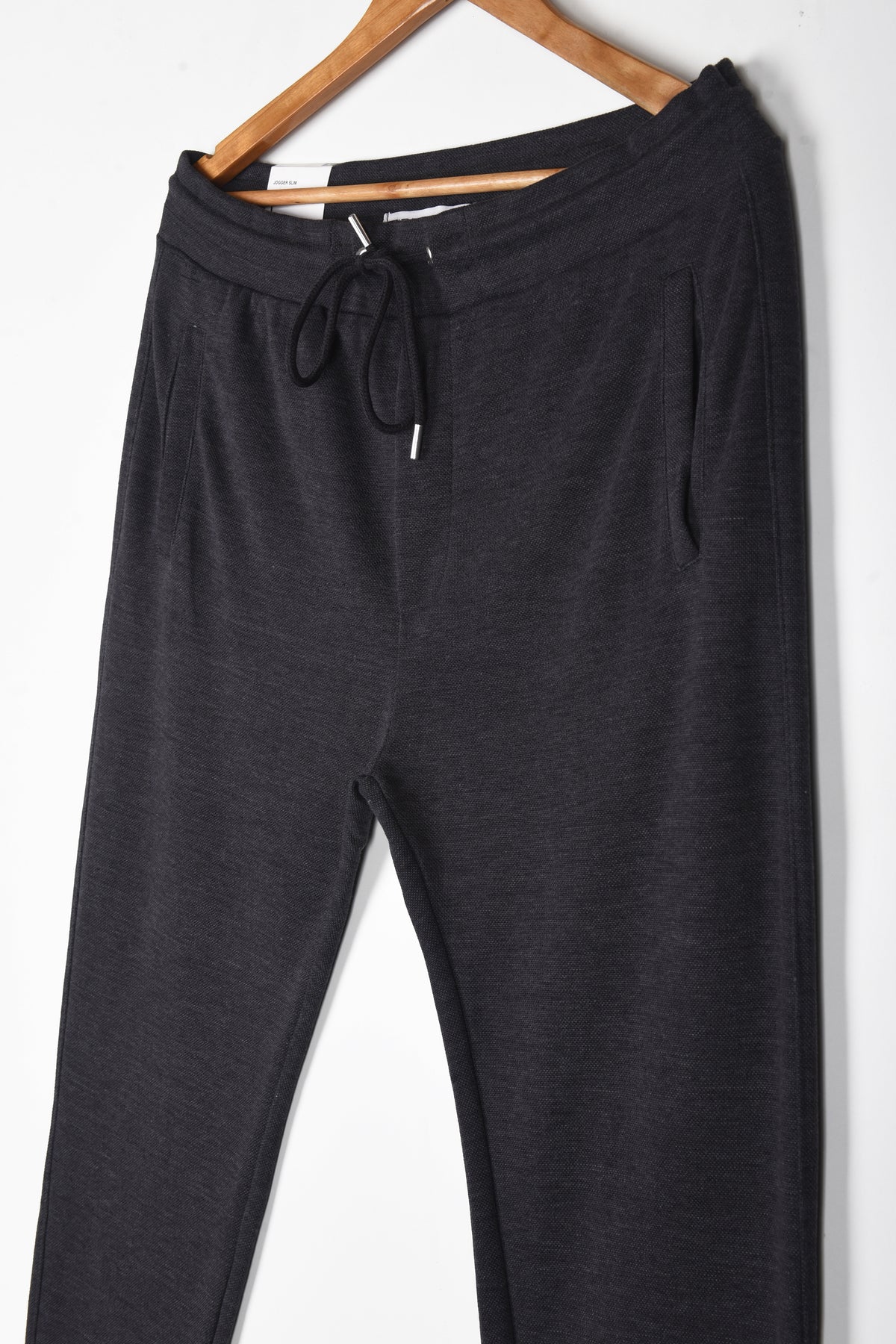 ZARA SLIM TEXTURED JOGGER PANTS (CHARCOAL)