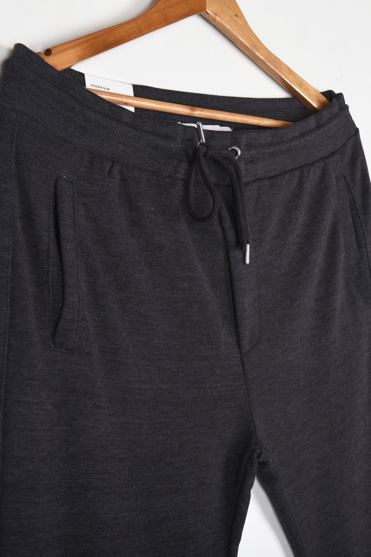 ZARA SLIM TEXTURED JOGGER PANTS (CHARCOAL)