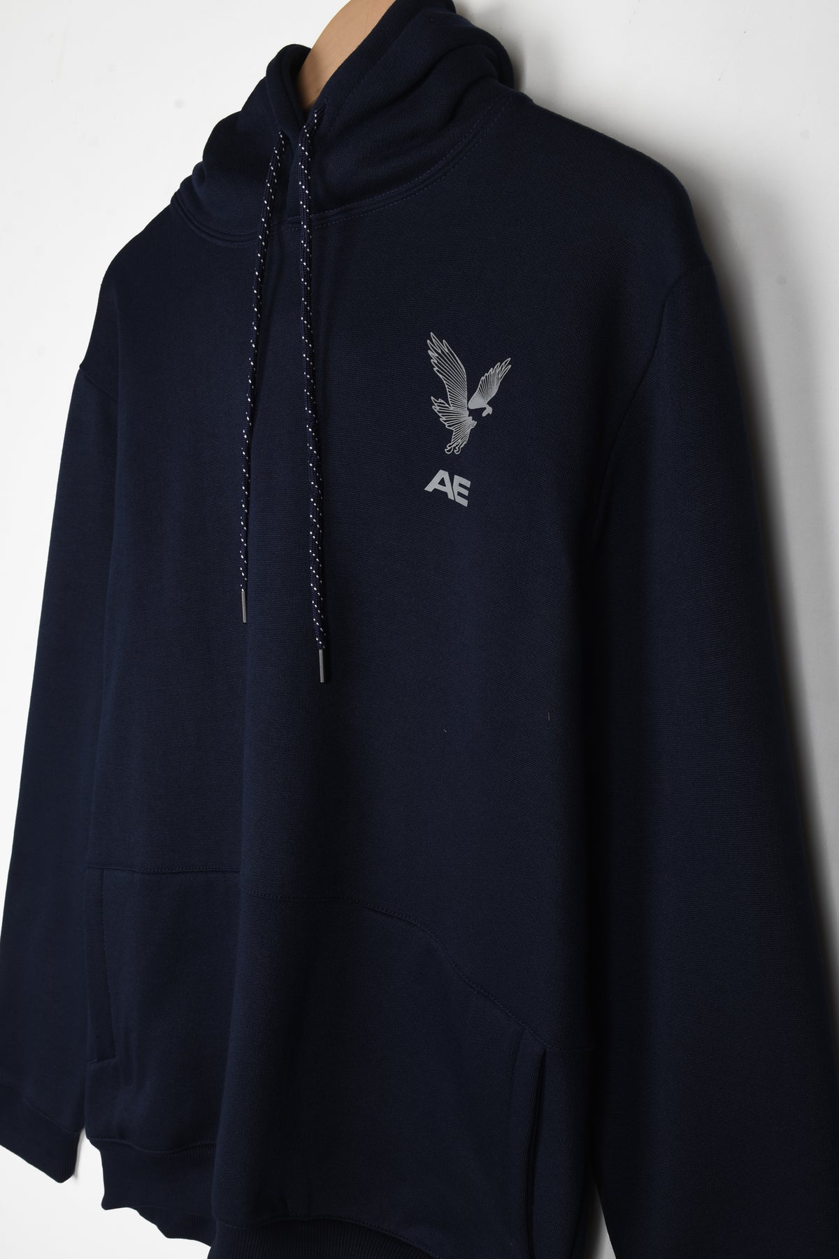 AMRICAN EAGLE PRINTED LOGO FLEECE HOODIE (NAVY)