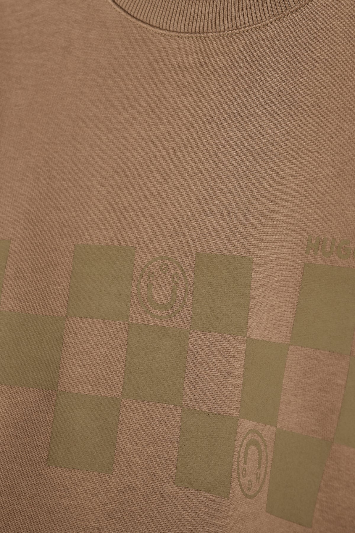 HUGO CHECKERED PRINT FLEECE SWEATSHIRT