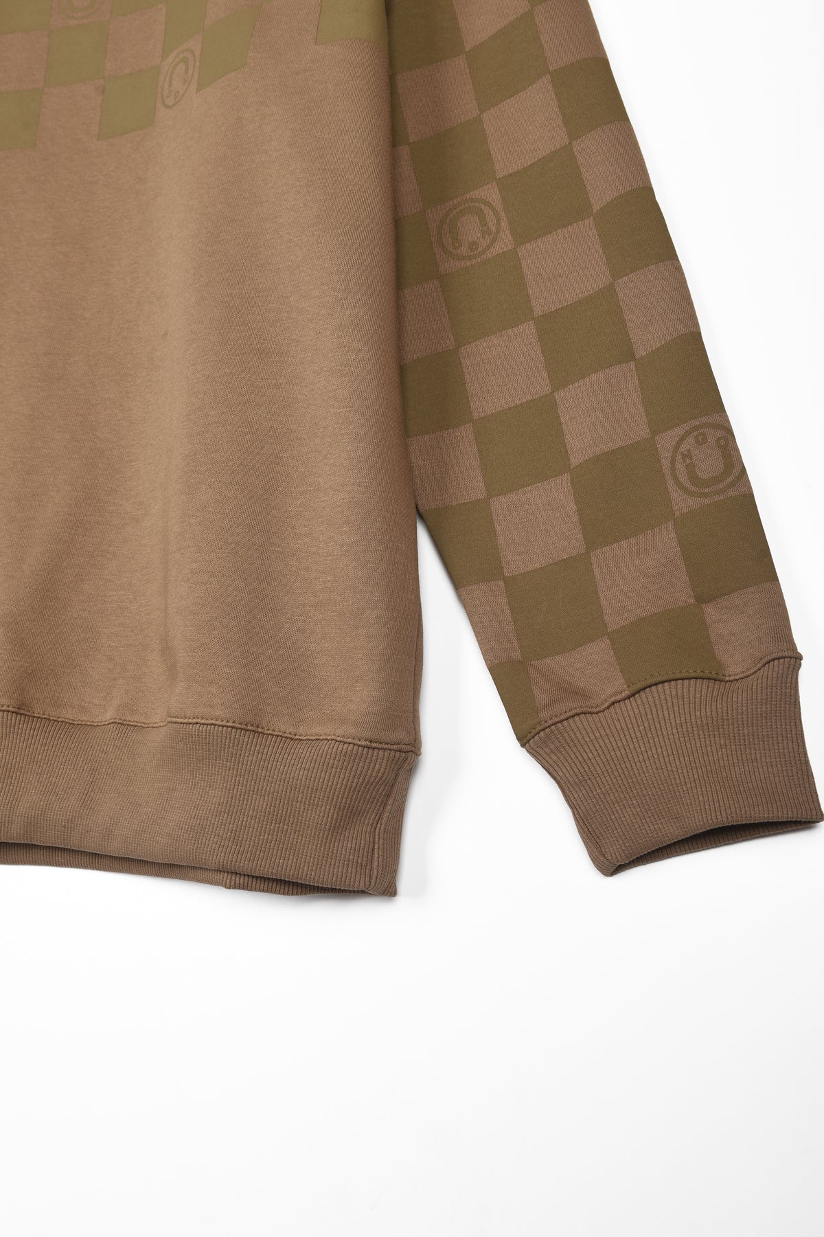 HUGO CHECKERED PRINT FLEECE SWEATSHIRT