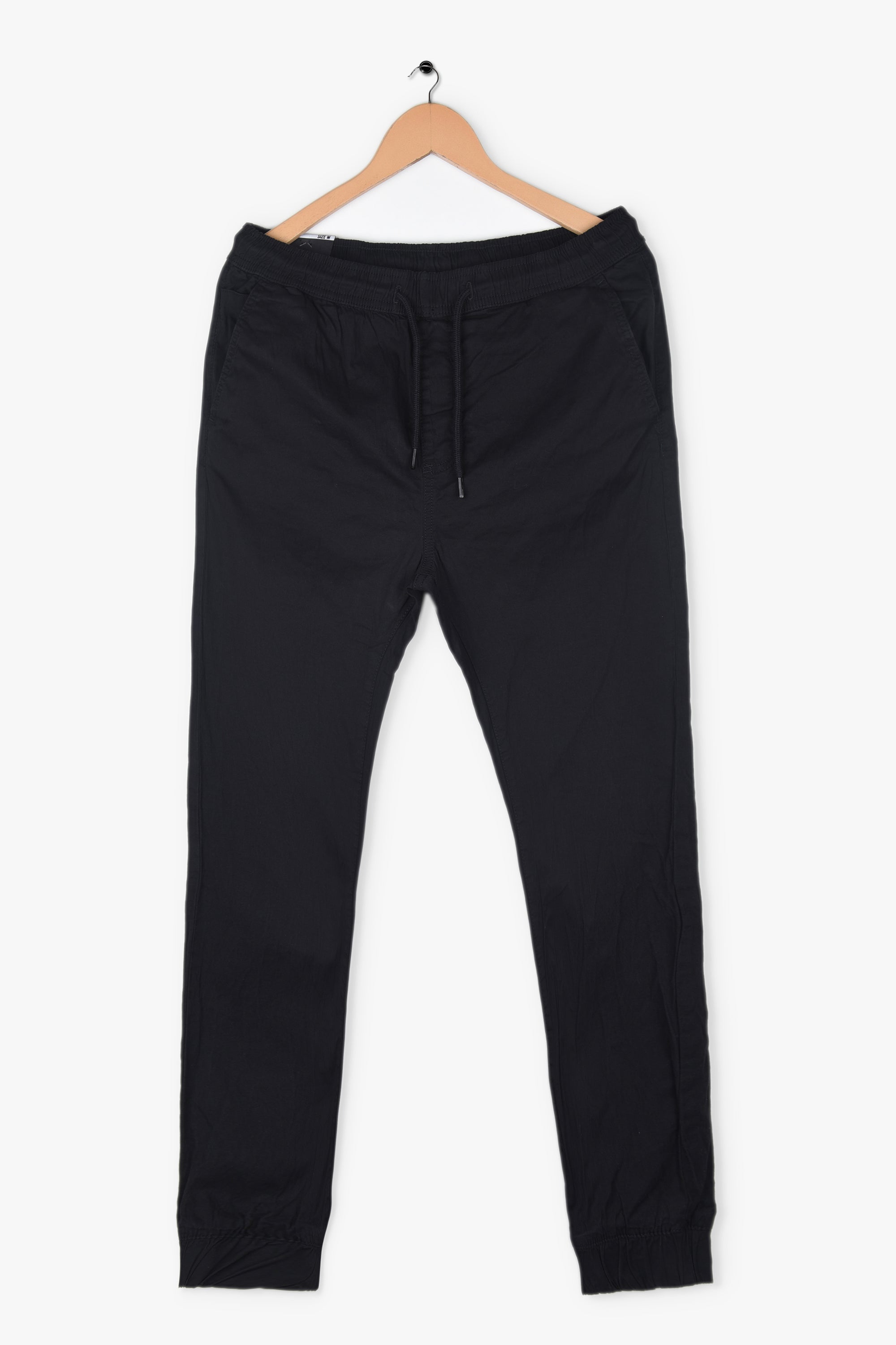 Black CUFFED HEMS Hunter Cotton Jogger Pants
