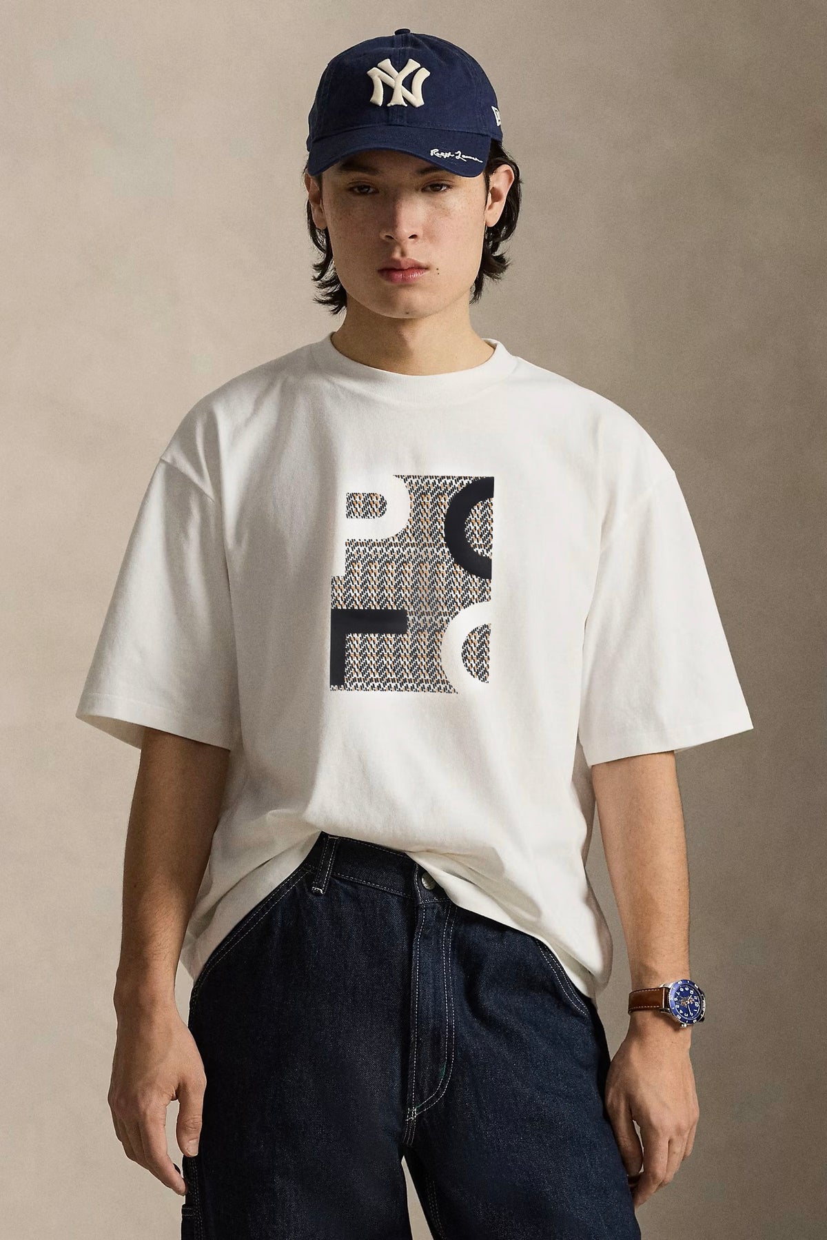 Over Sized Heritage Monogram White T-shirt