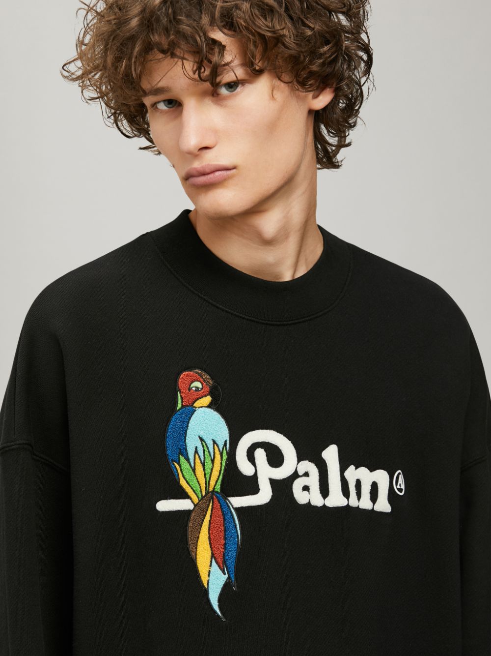 ★Palm Angels★ Parrot Cotton Man to Man Black PMBA026S22FLE PALM ANGELS PARROT SWEATSHIRT IN BLACK - orangejeansco