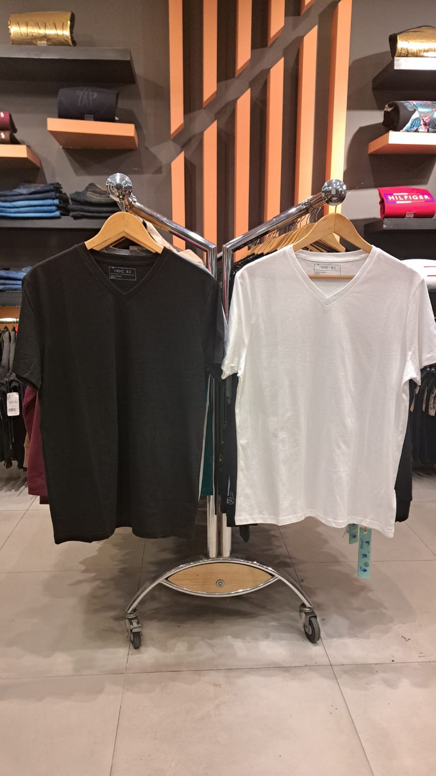 NEXT V NECK SOFT TEEs (Pair of Black & Whtie)