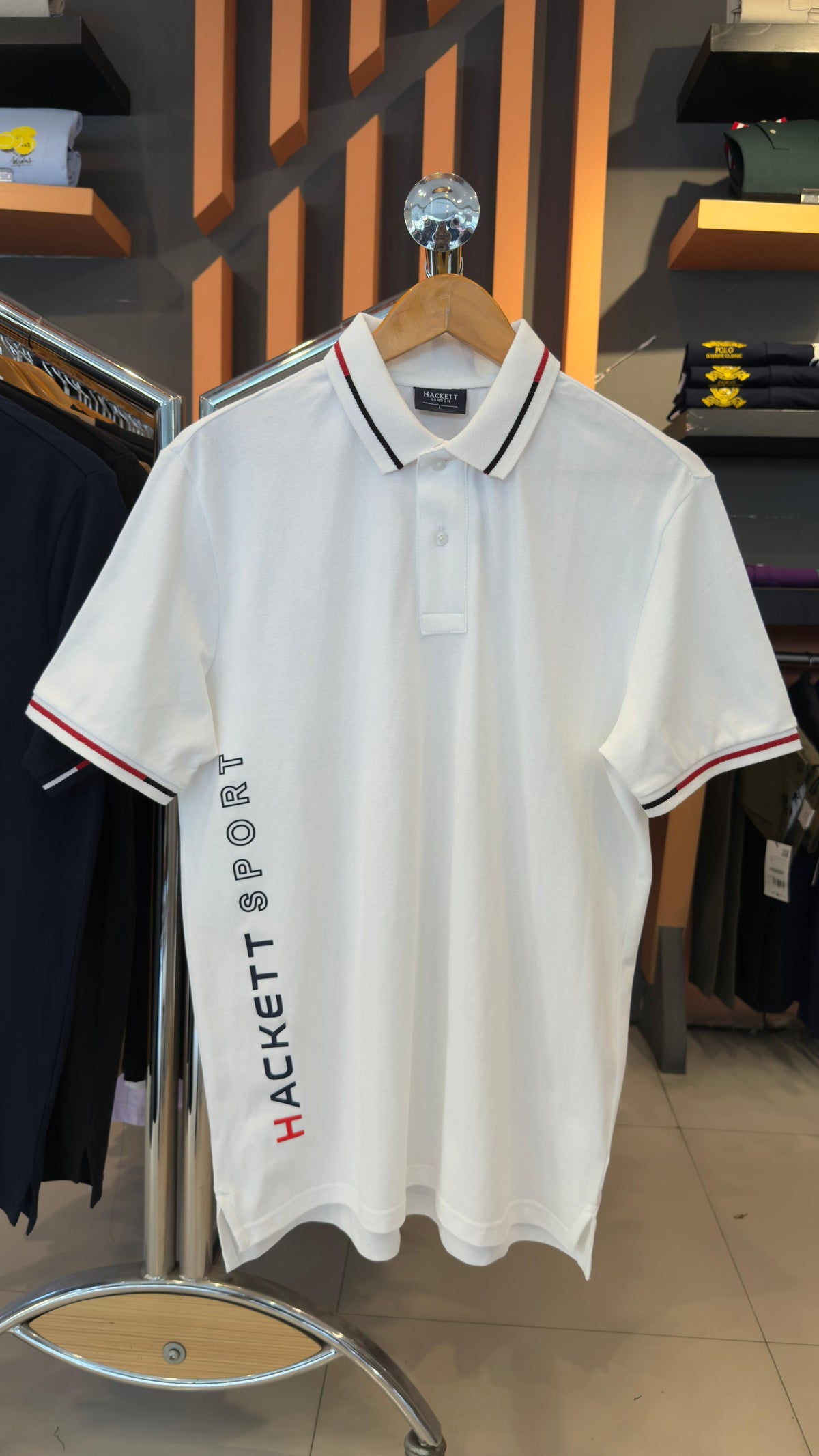 HACKETT VERTICAL PRINTED LOGO POLO