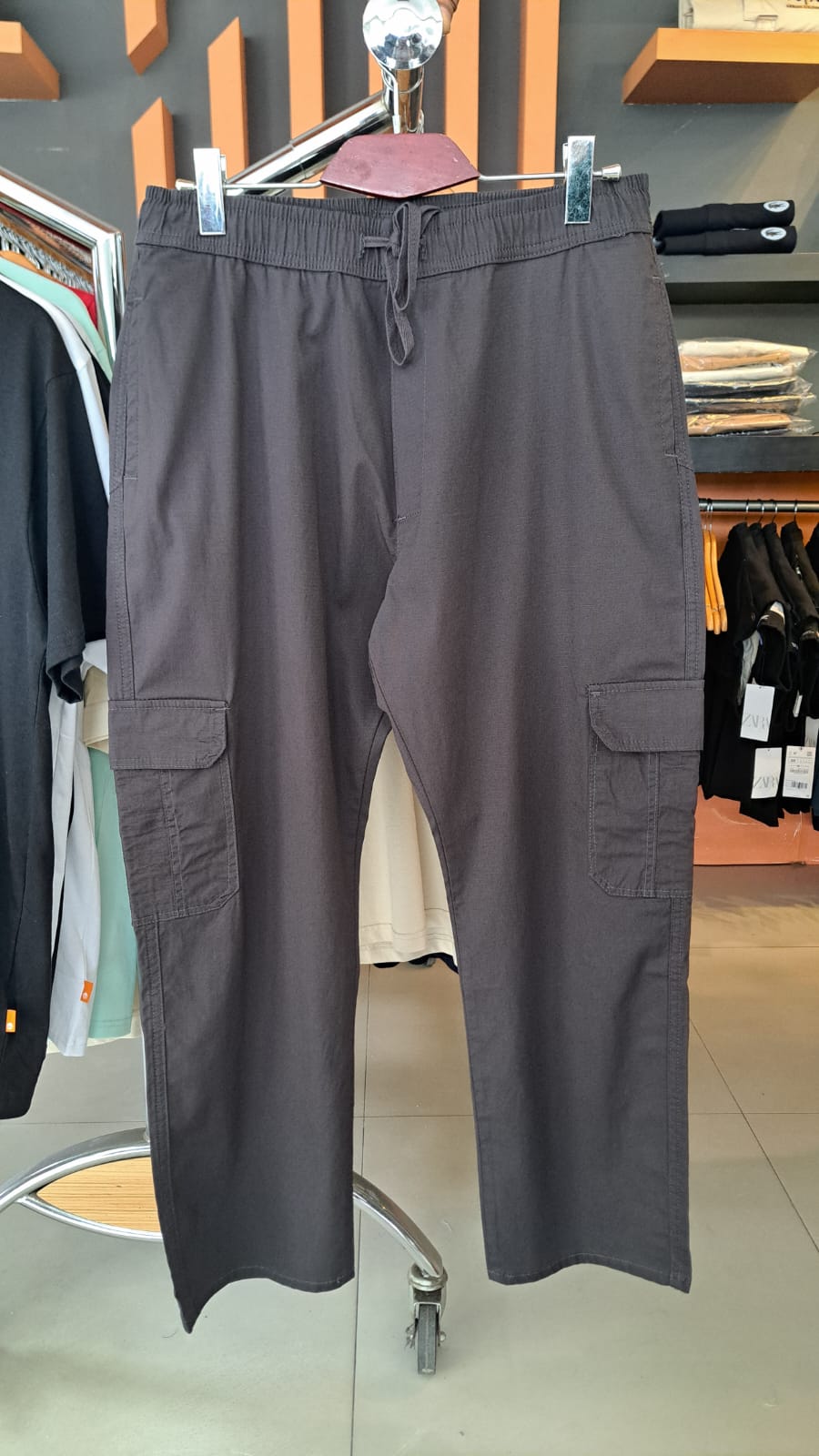 ZARA CARGO STRAIGHT PANTS (Charcoal)