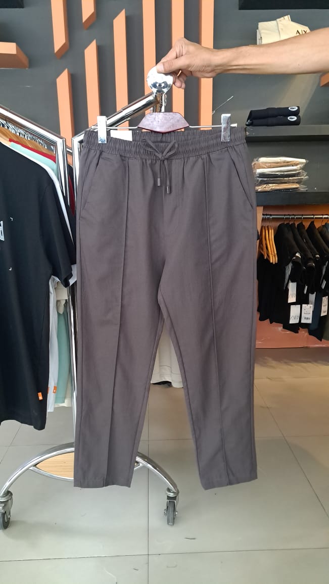 ZARA LINEN WEAVE TROUSERS (CHARCOAL)