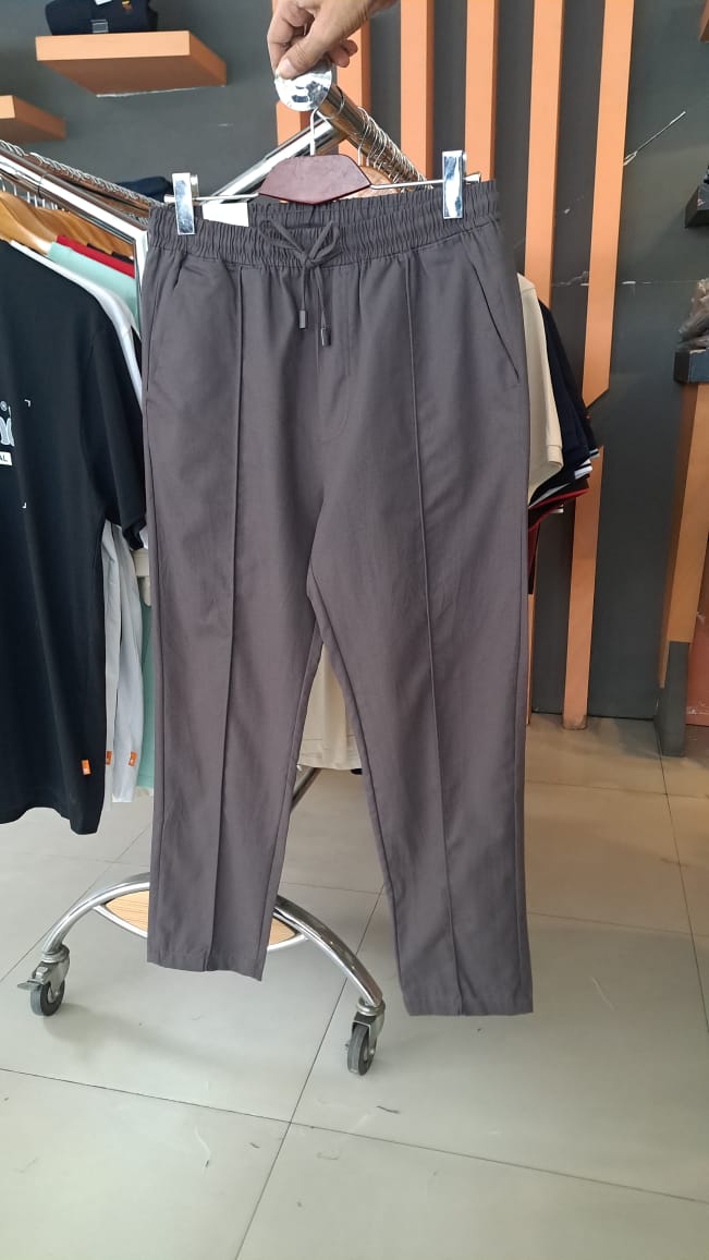 ZARA LINEN WEAVE TROUSERS (CHARCOAL)