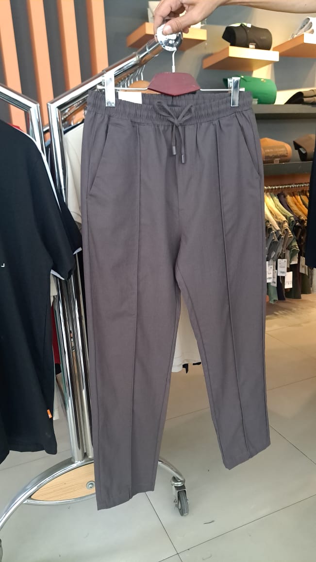 ZARA LINEN WEAVE TROUSERS (CHARCOAL)