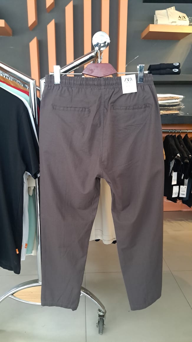 ZARA LINEN WEAVE TROUSERS (CHARCOAL)