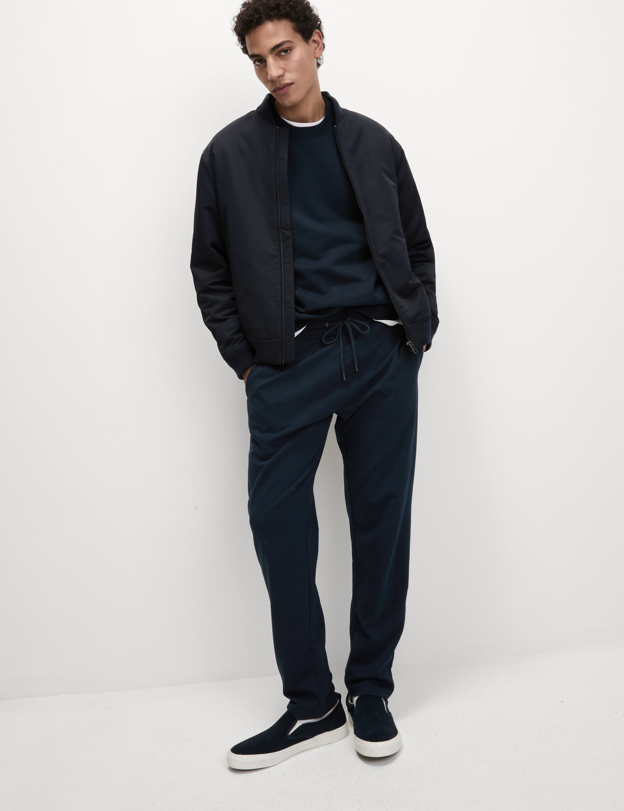 M&S STRAIGHT LEG COTTON RICH TROUSERS