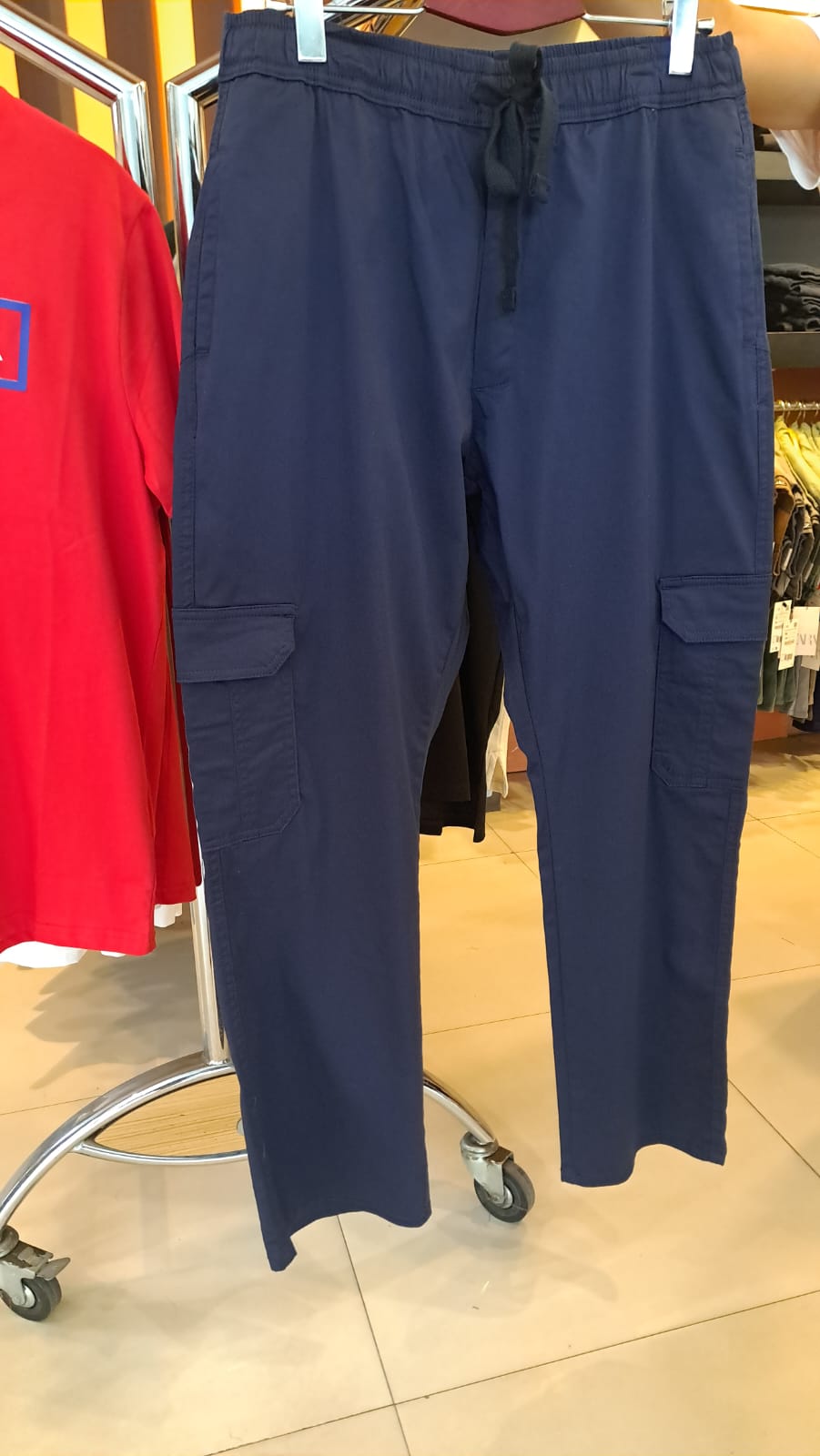 ZARA CARGO STRAIGHT PANTS (NAVY)