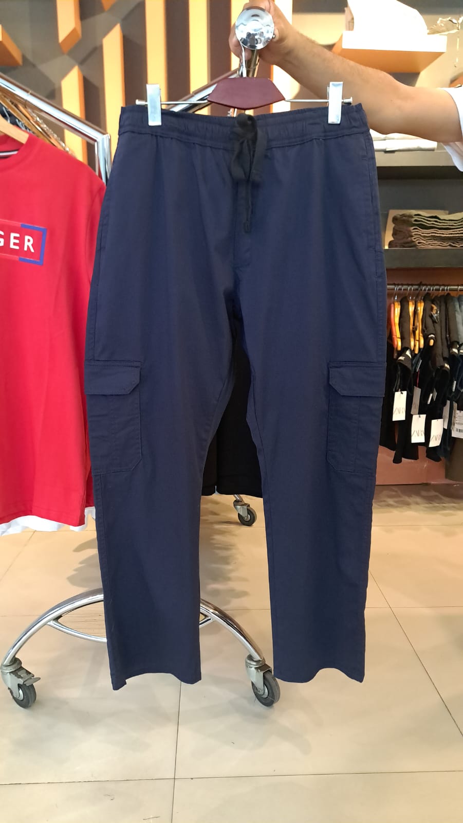 ZARA CARGO STRAIGHT PANTS (NAVY)