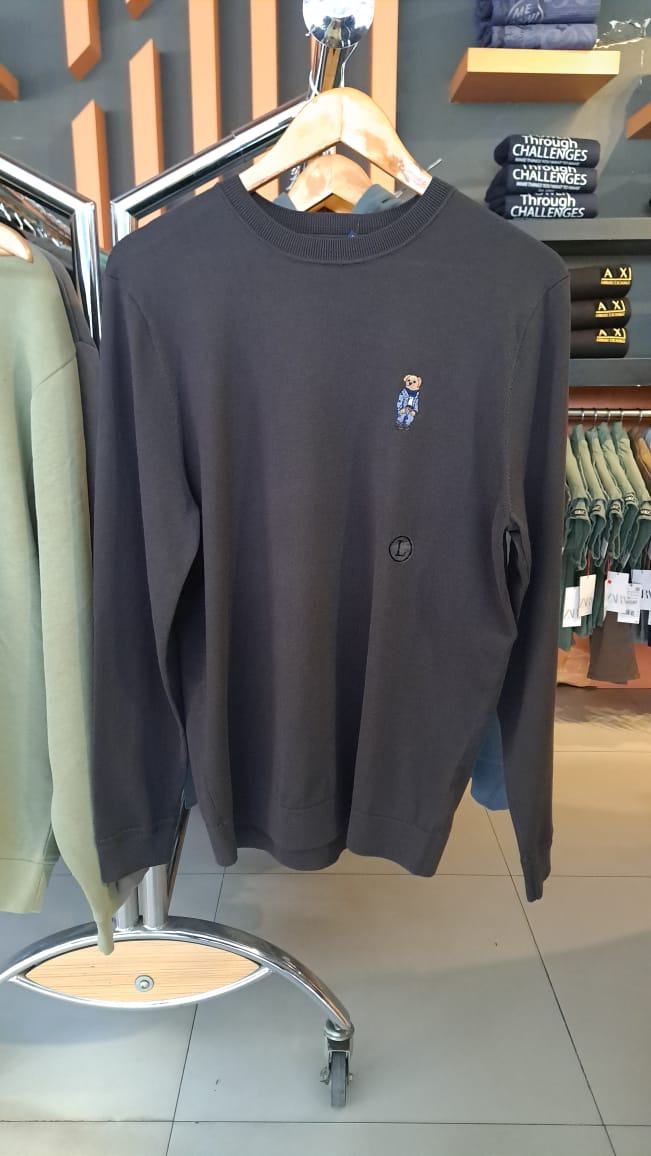 Polo Bear Embroidered Sweater (Charcoal)