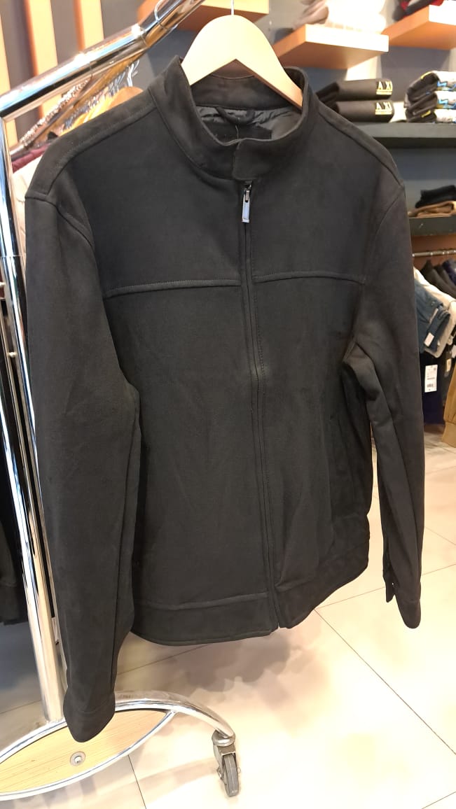 Suede Ban Collar Jacket