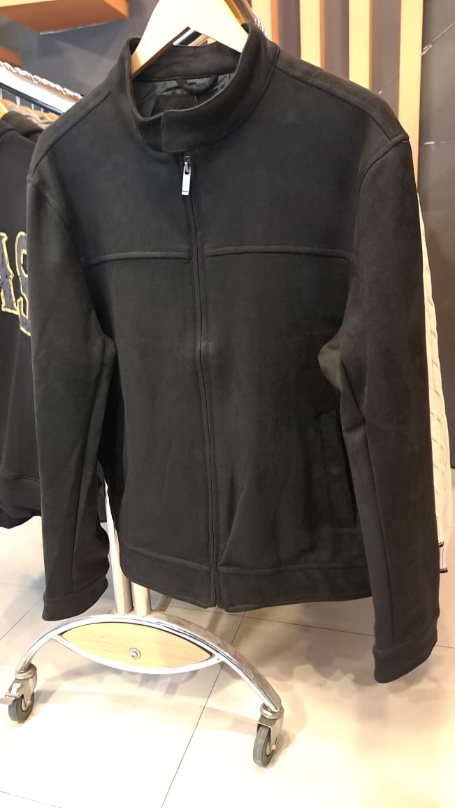 Suede Ban Collar Jacket