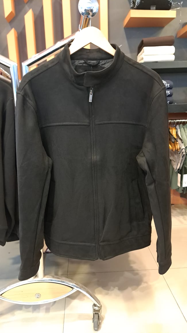 Suede Ban Collar Jacket