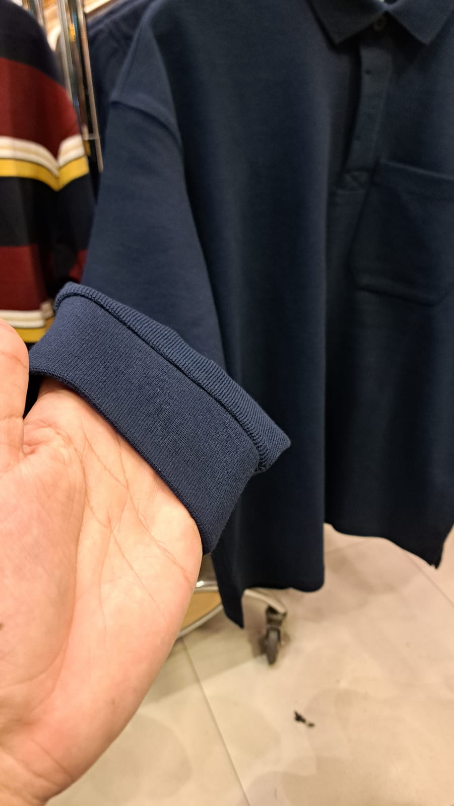 Navy Full Sleeves Drop Shoulder Polo