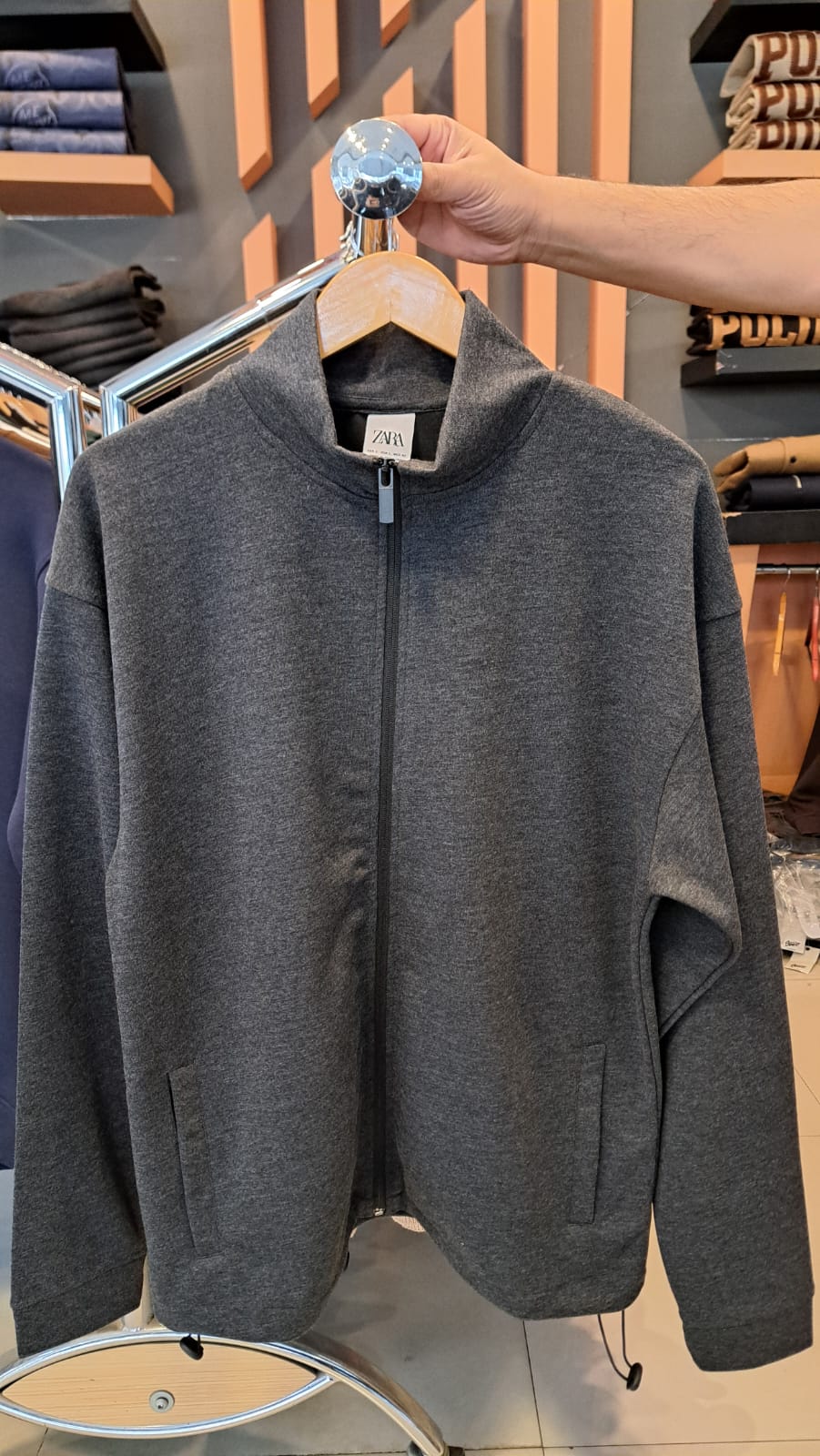 TRACK ZIPPER WITH ZIP UP POCKETS (CHARCOAL GREY)