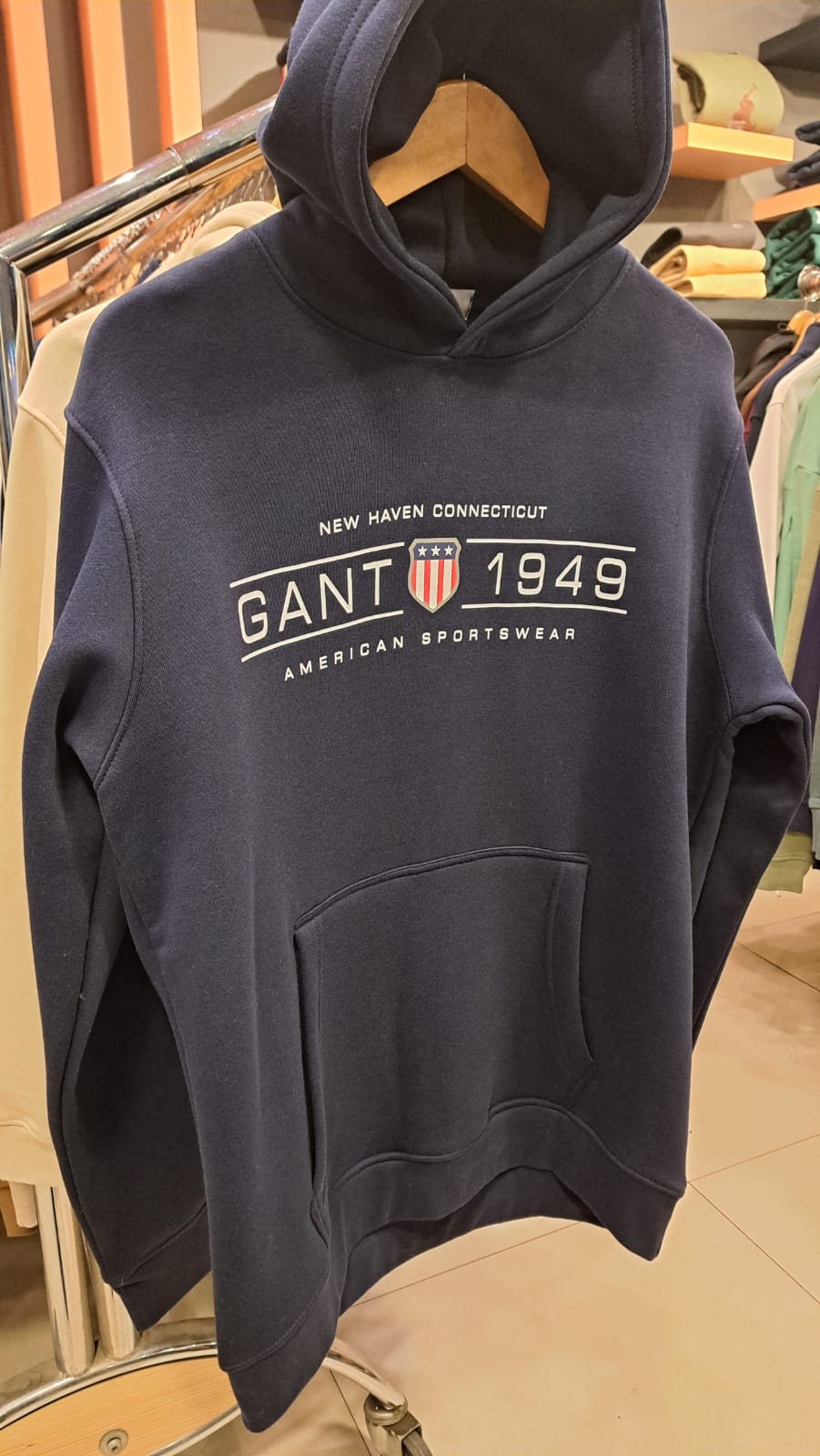 Pull Over Hoodie with Printed Logo (Navy)