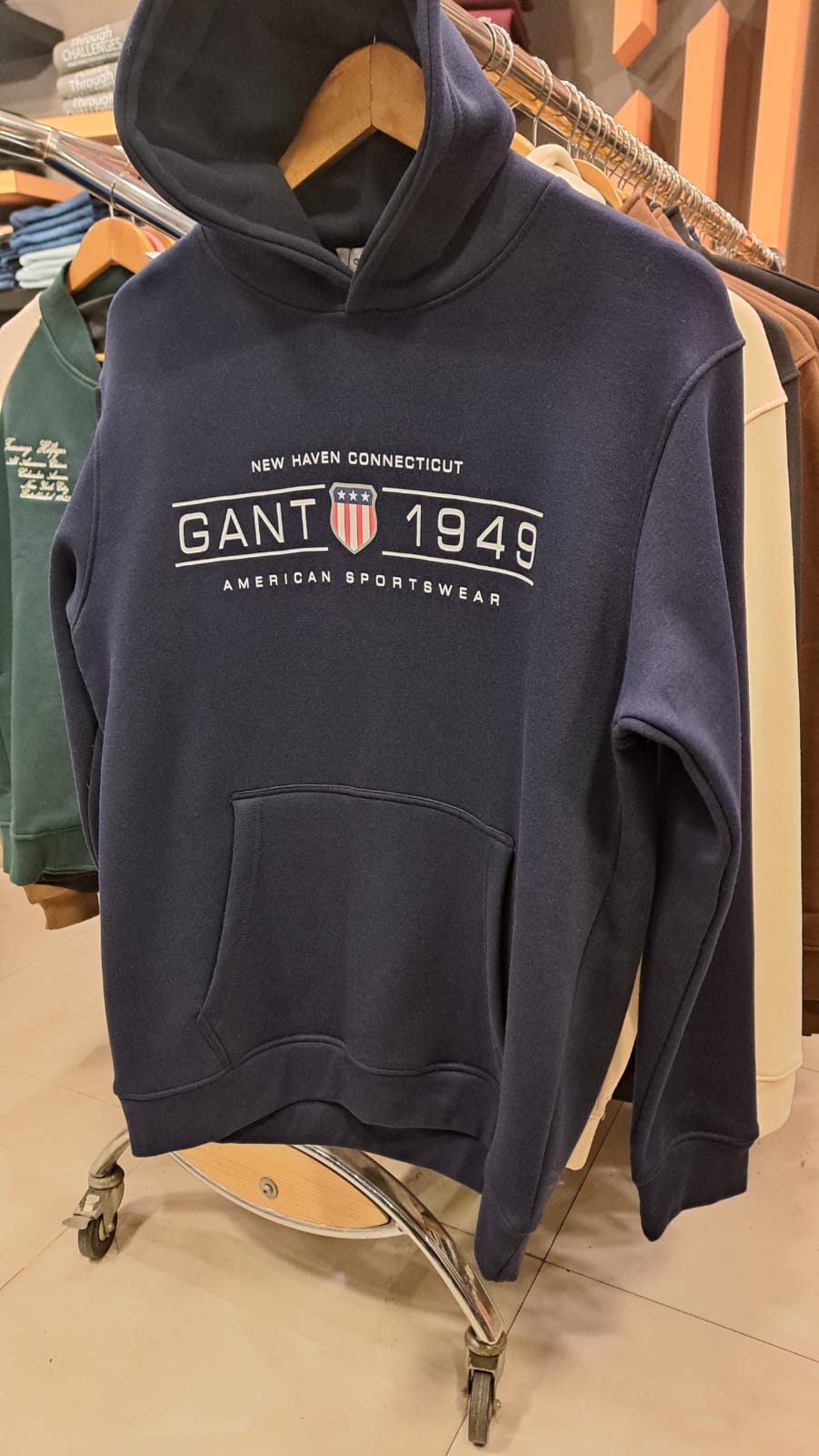 Pull Over Hoodie with Printed Logo (Navy)